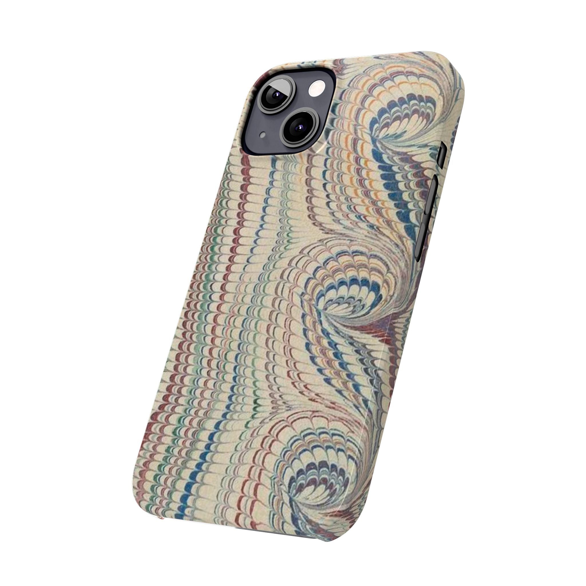 Italian Vintage Marbled Paper Design on iPhone Cases, Artistic Protection for Your Device in Elegant Beige, Blue, Burgundy