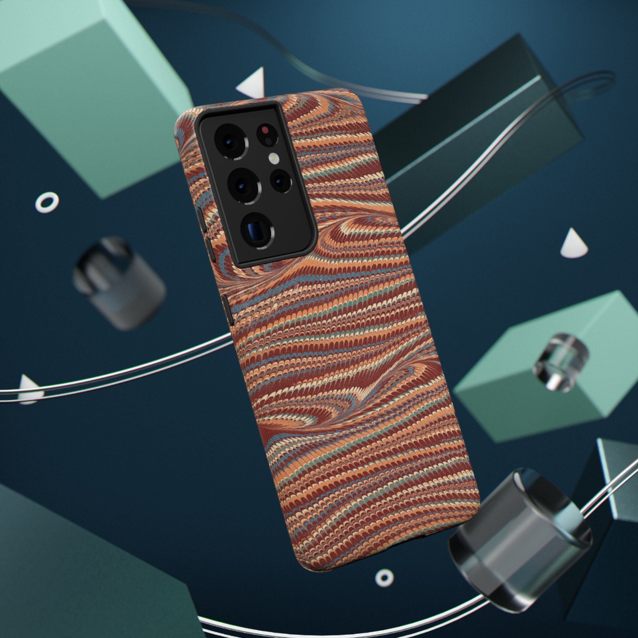 Neutrals Burgundy, Beige, Rust Hues Italian Vintage Marble Design Phone Case for Apple + Samsung