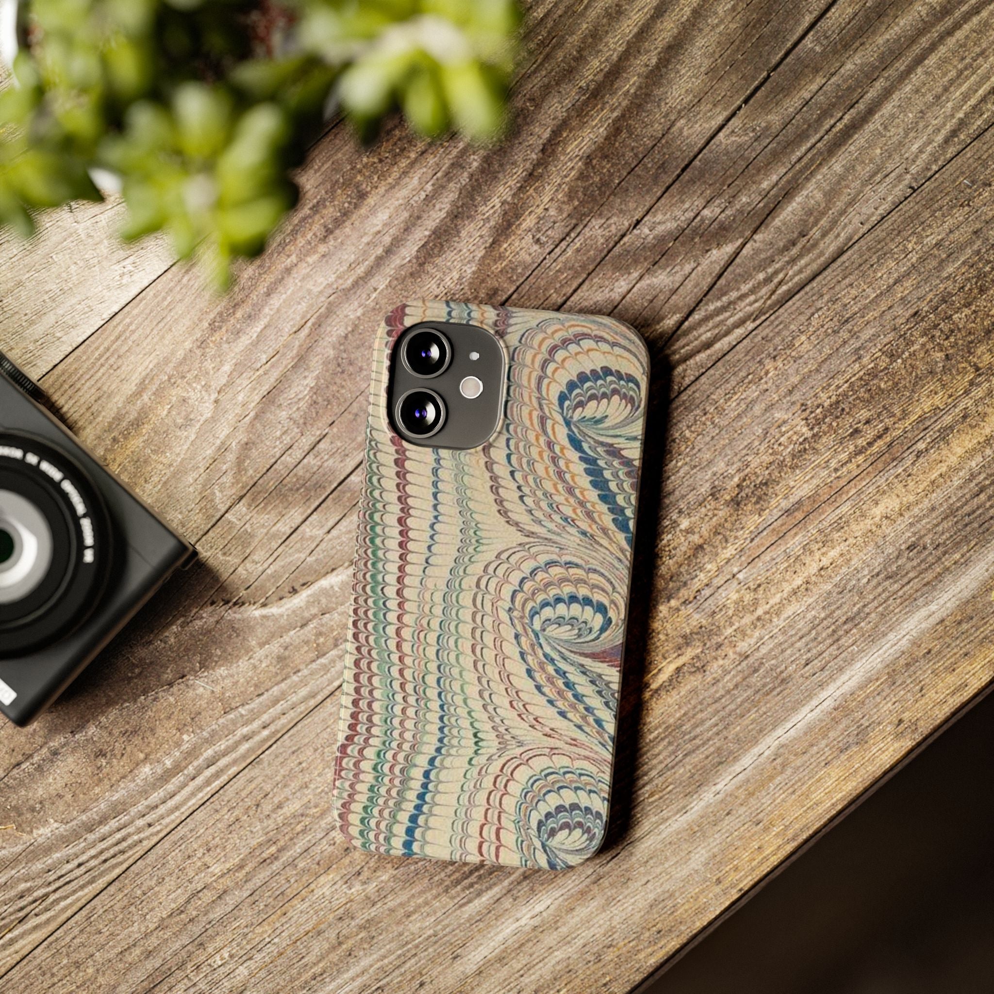 Italian Vintage Marbled Paper Design on iPhone Cases, Artistic Protection for Your Device in Elegant Beige, Blue, Burgundy