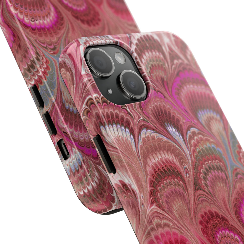 Pink Peacock Marble Italian Tough Phone Case — Durable Marbled Phone Case