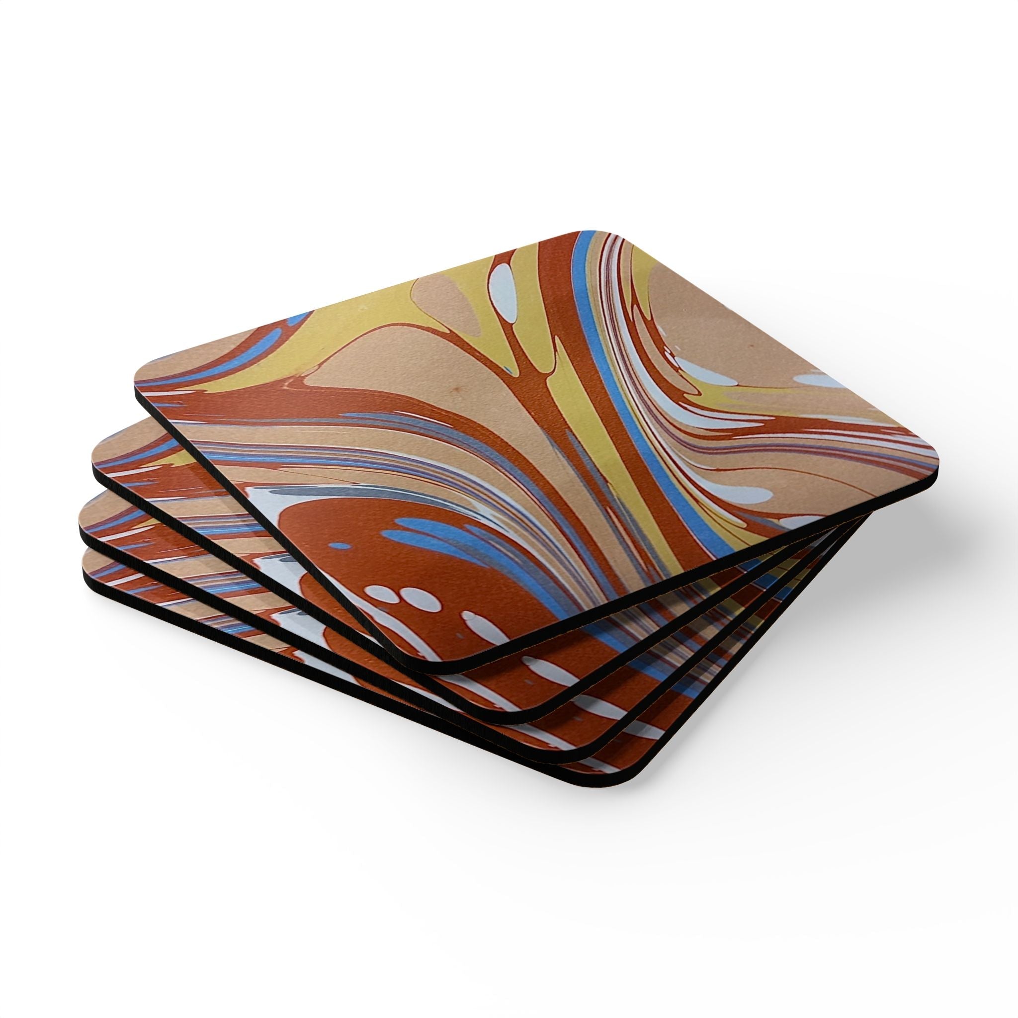 Italian Marbled Cork Coaster Set, Modern Minimalist Drink Coasters (4-Pack)