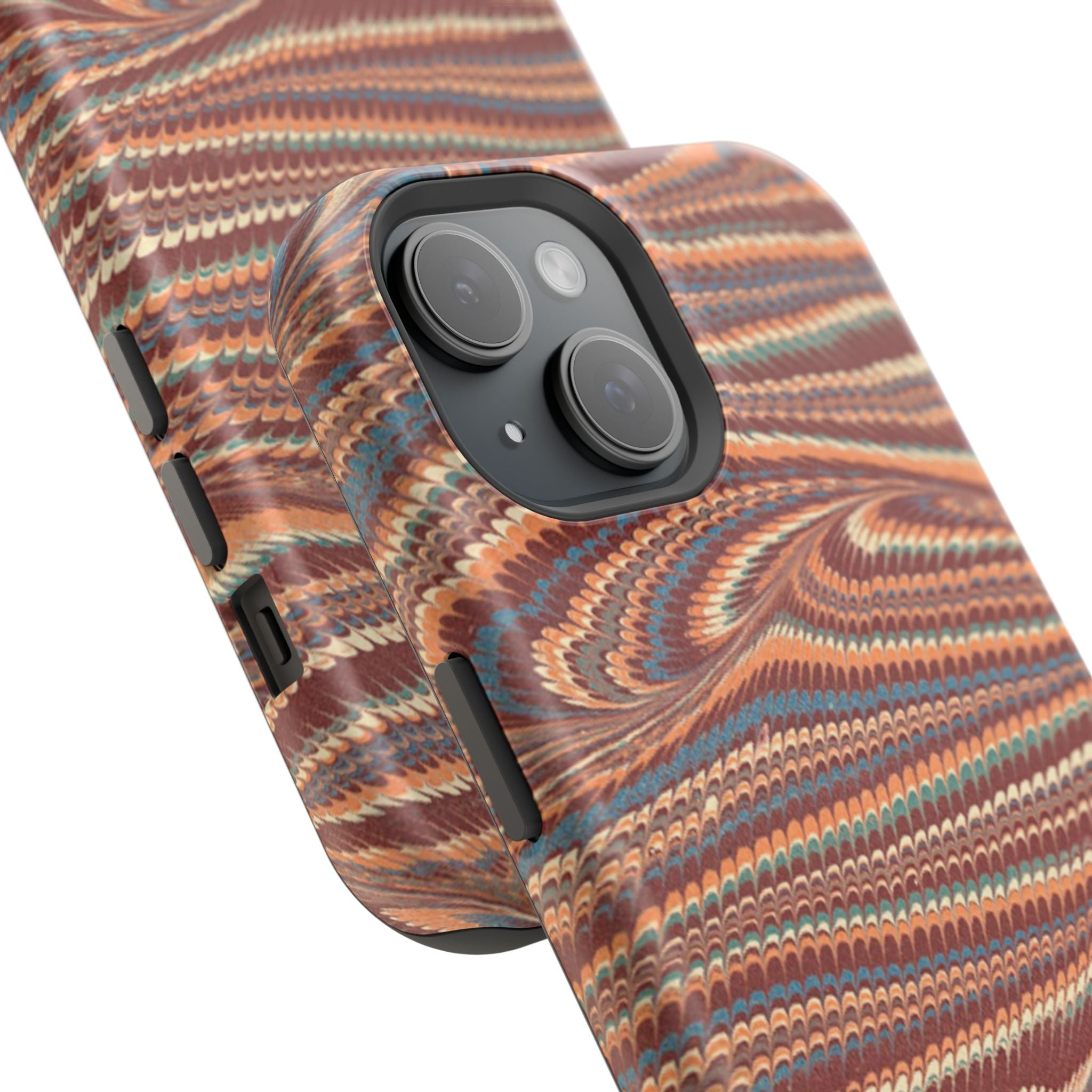 Neutrals Burgundy, Beige, Rust Hues Italian Vintage Marble Design Phone Case for Apple + Samsung