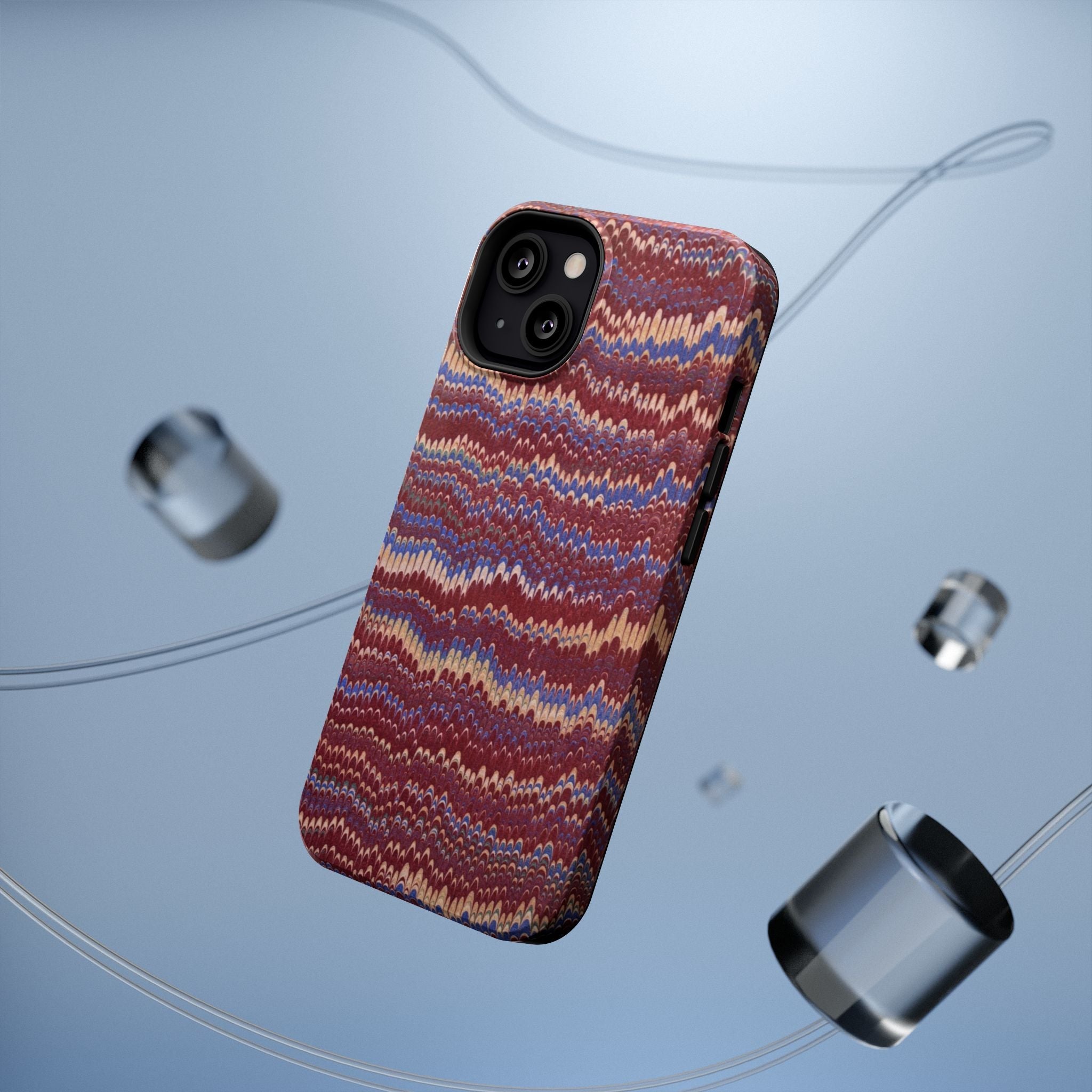 Burgundy and Blue Hues Italian Vintage Marble Design Phone Case for Apple + Samsung