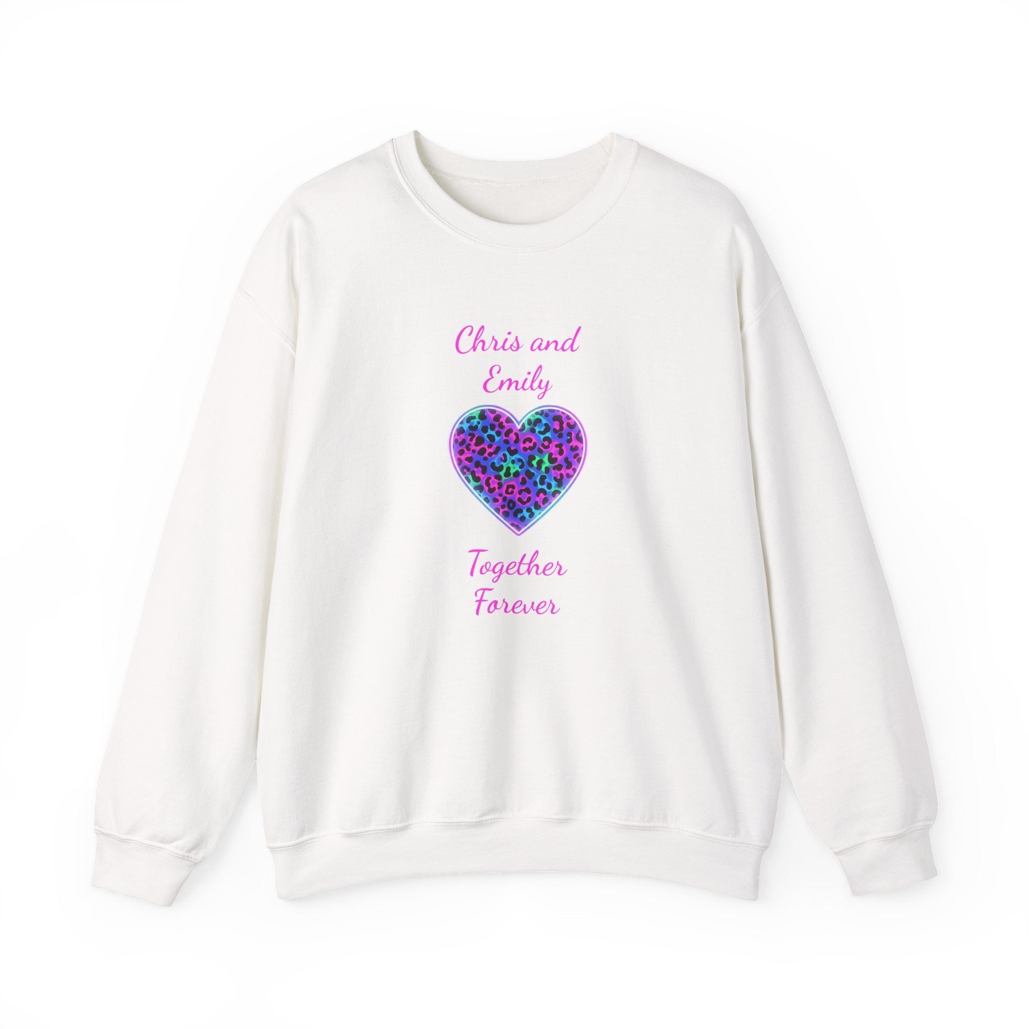 Personalized Heart Crewneck Sweatshirt - Customizable Couple Pullover