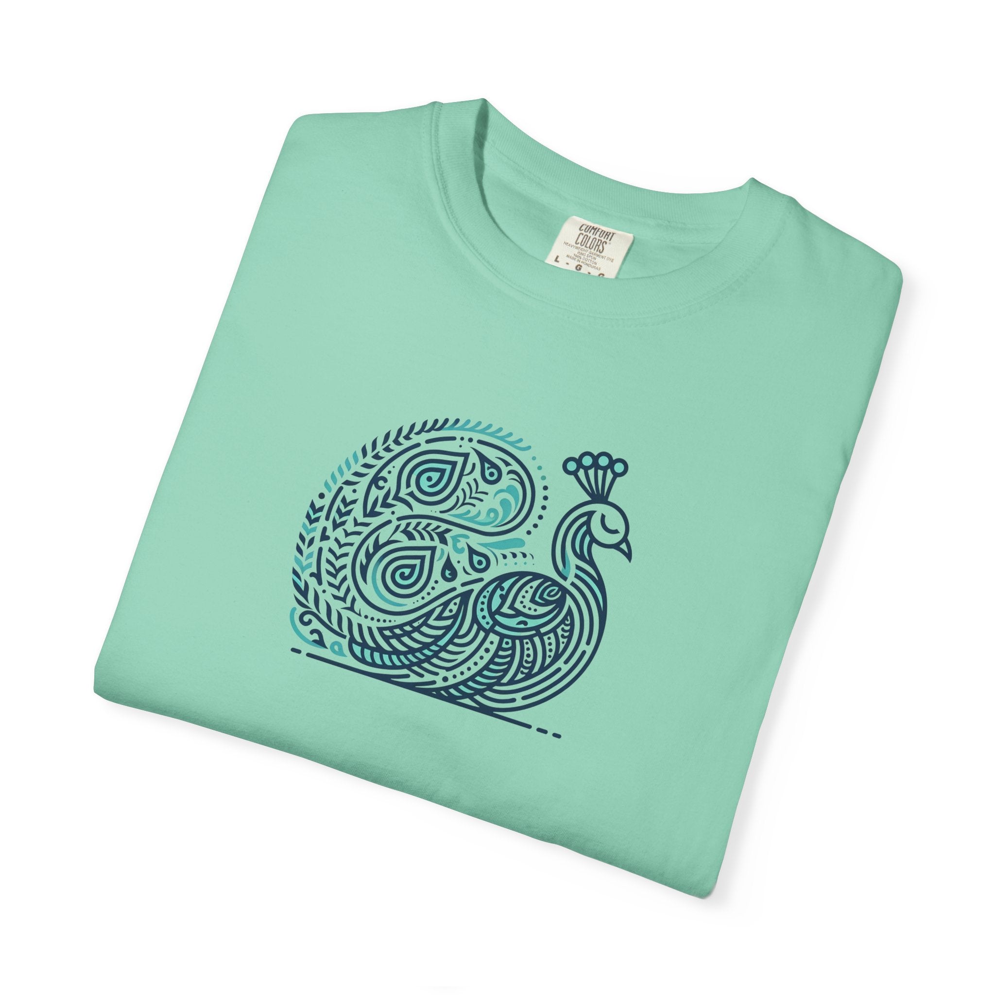 Peacock Cotton Tee - Garment Dyed Eco-Friendly Gift - DipaliZ