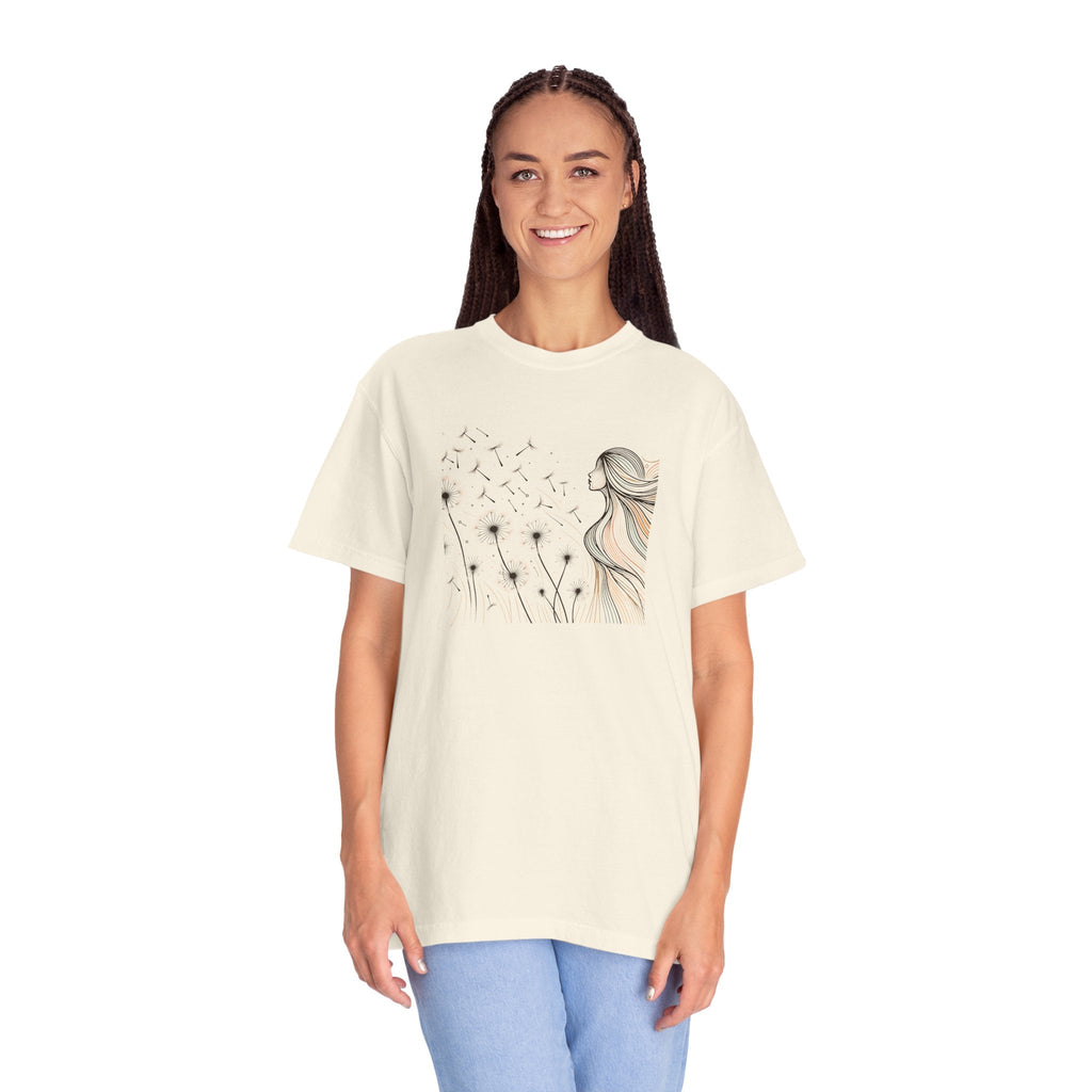 Woman and Dandelions Garment Dyed Tee - Comfort Colors - DipaliZ