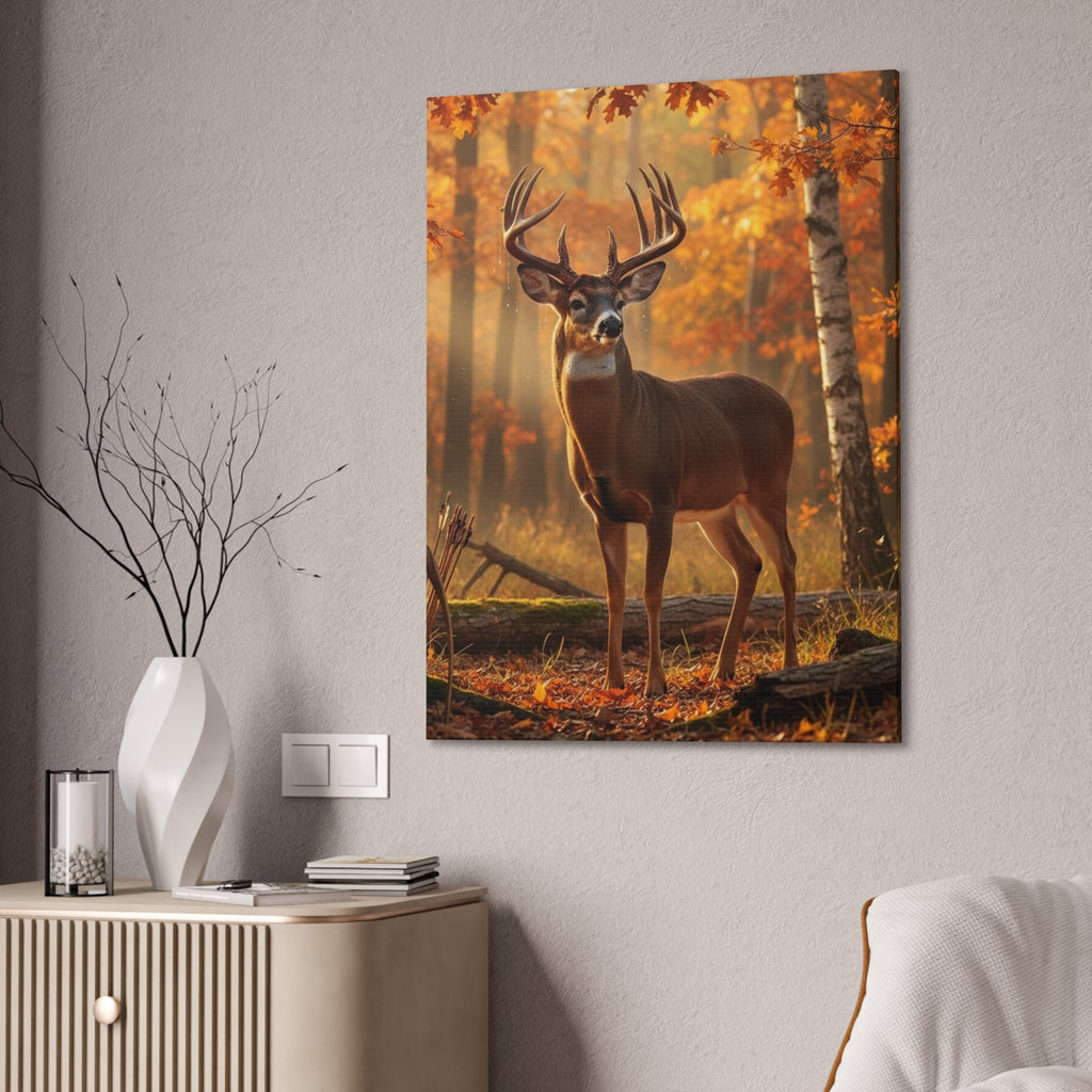 Autumn Forest Buck Canvas Wall Art — Stretched Deer Print
