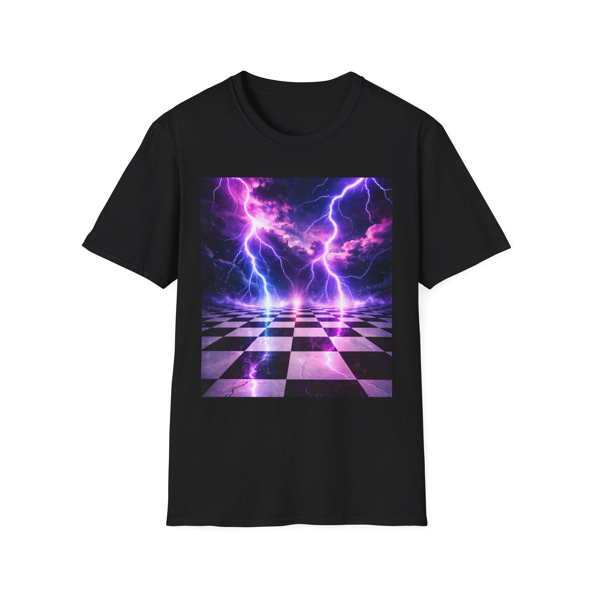 Neon Lightning Chessboard T-Shirt