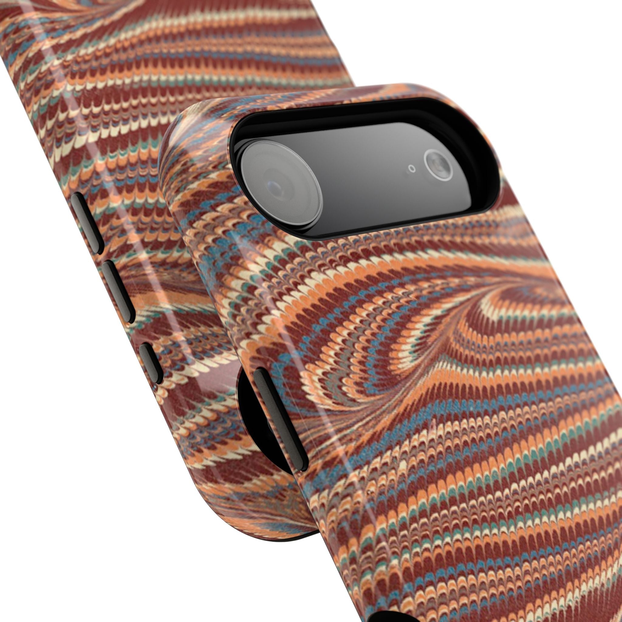 Neutrals Burgundy, Beige, Rust Hues Italian Vintage Marble Design Phone Case for Apple + Samsung