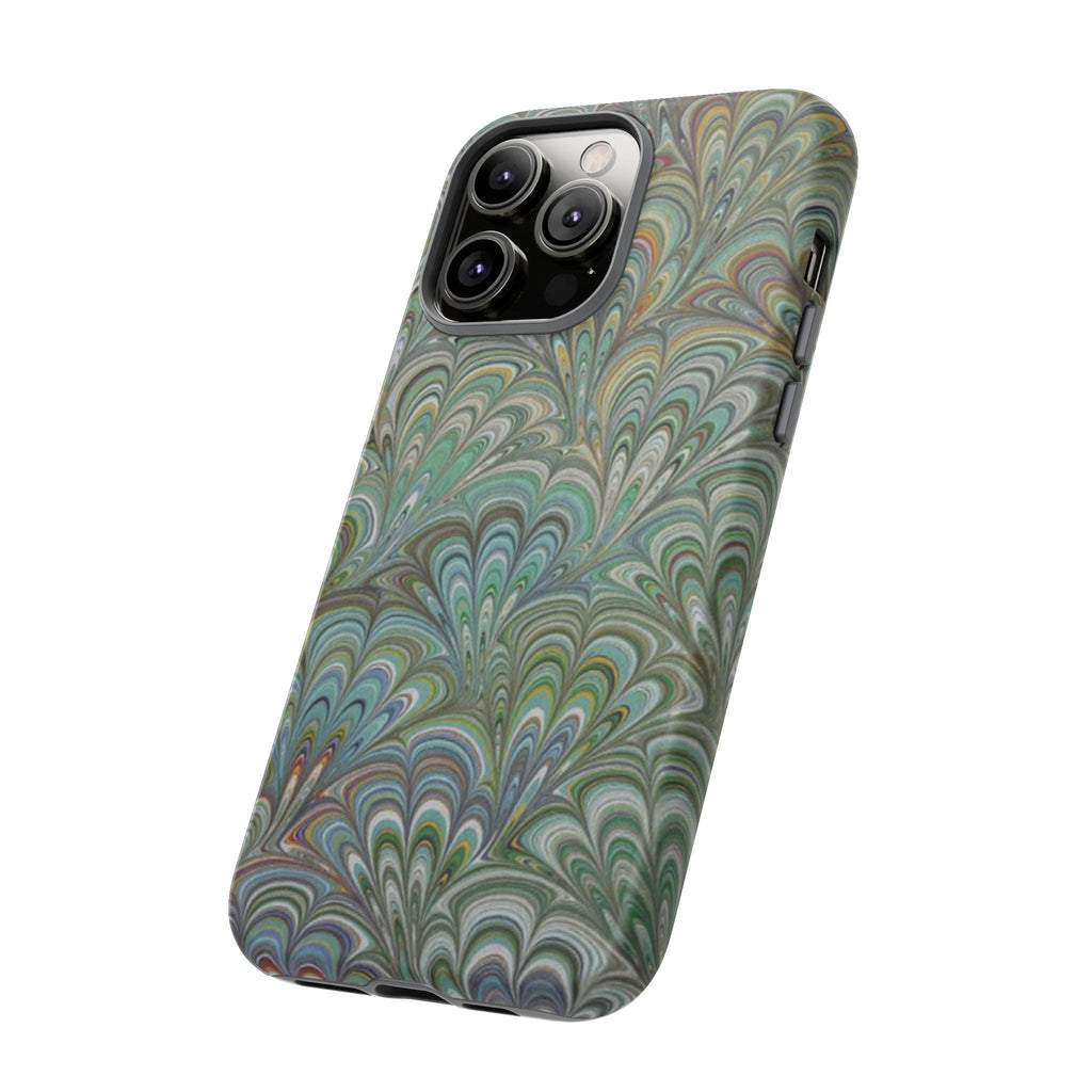 Green Marbled Peacock Durable Phone Case - Matte or Glossy