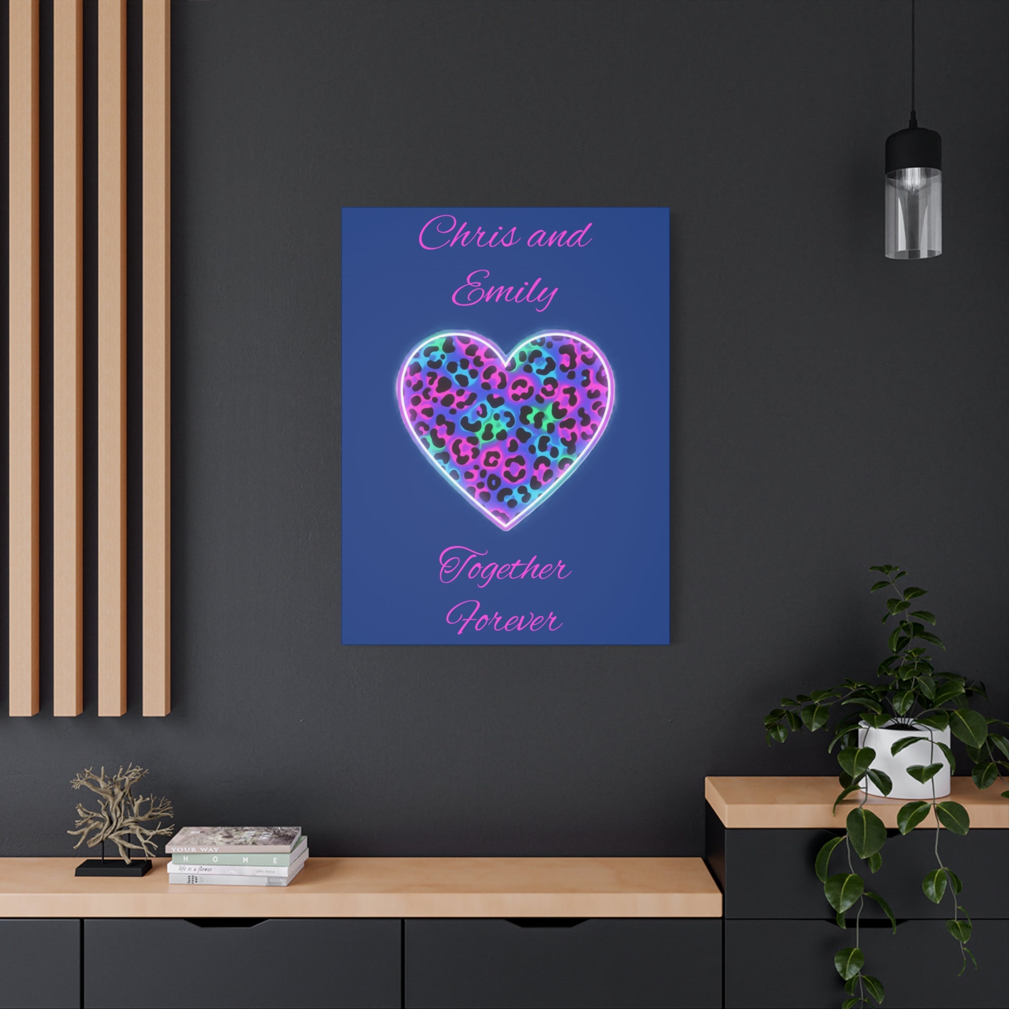 Personalized Neon Leopard Heart Canvas - Make it your own