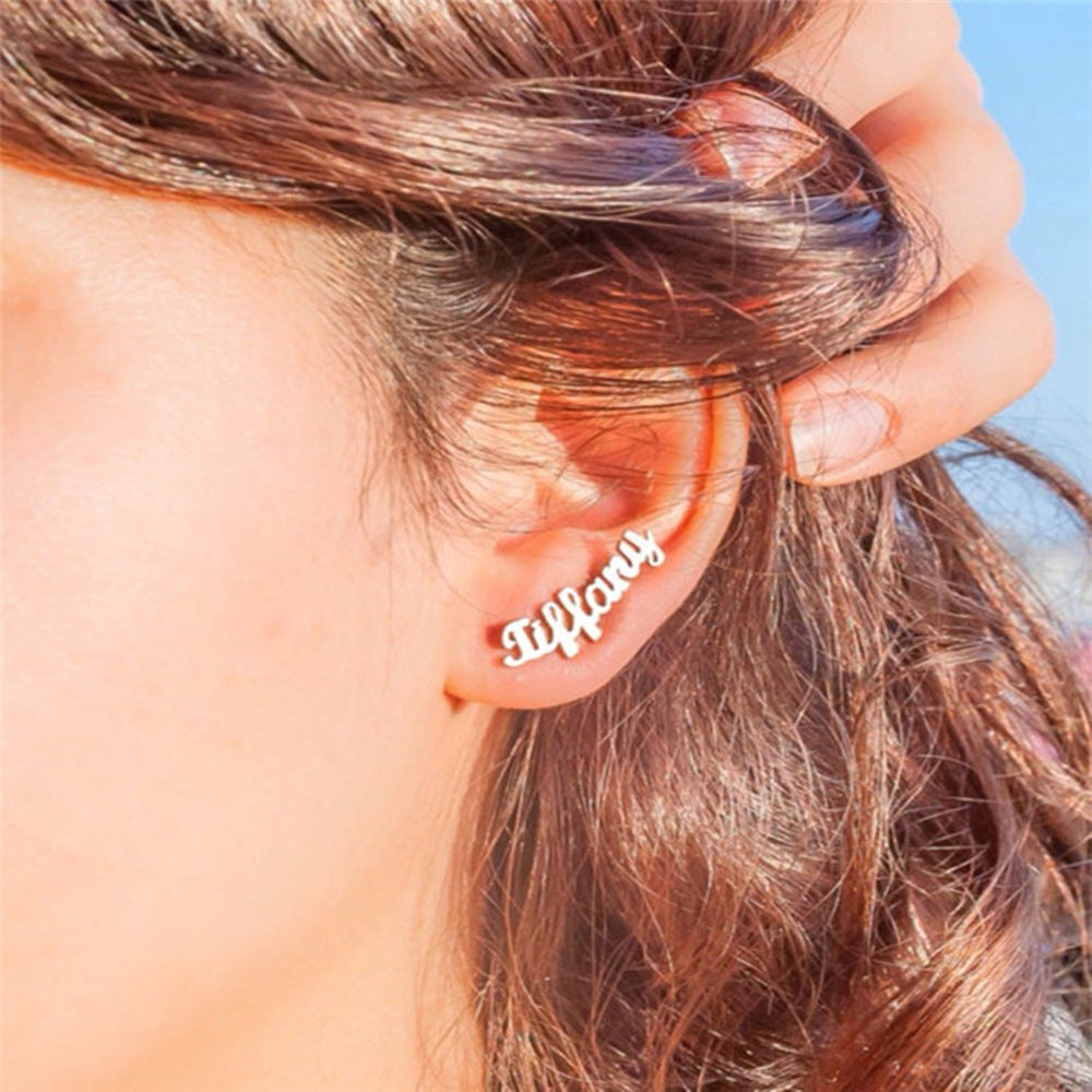 Custom English Letter Name Earrings Personalized Earrings Holiday Gif