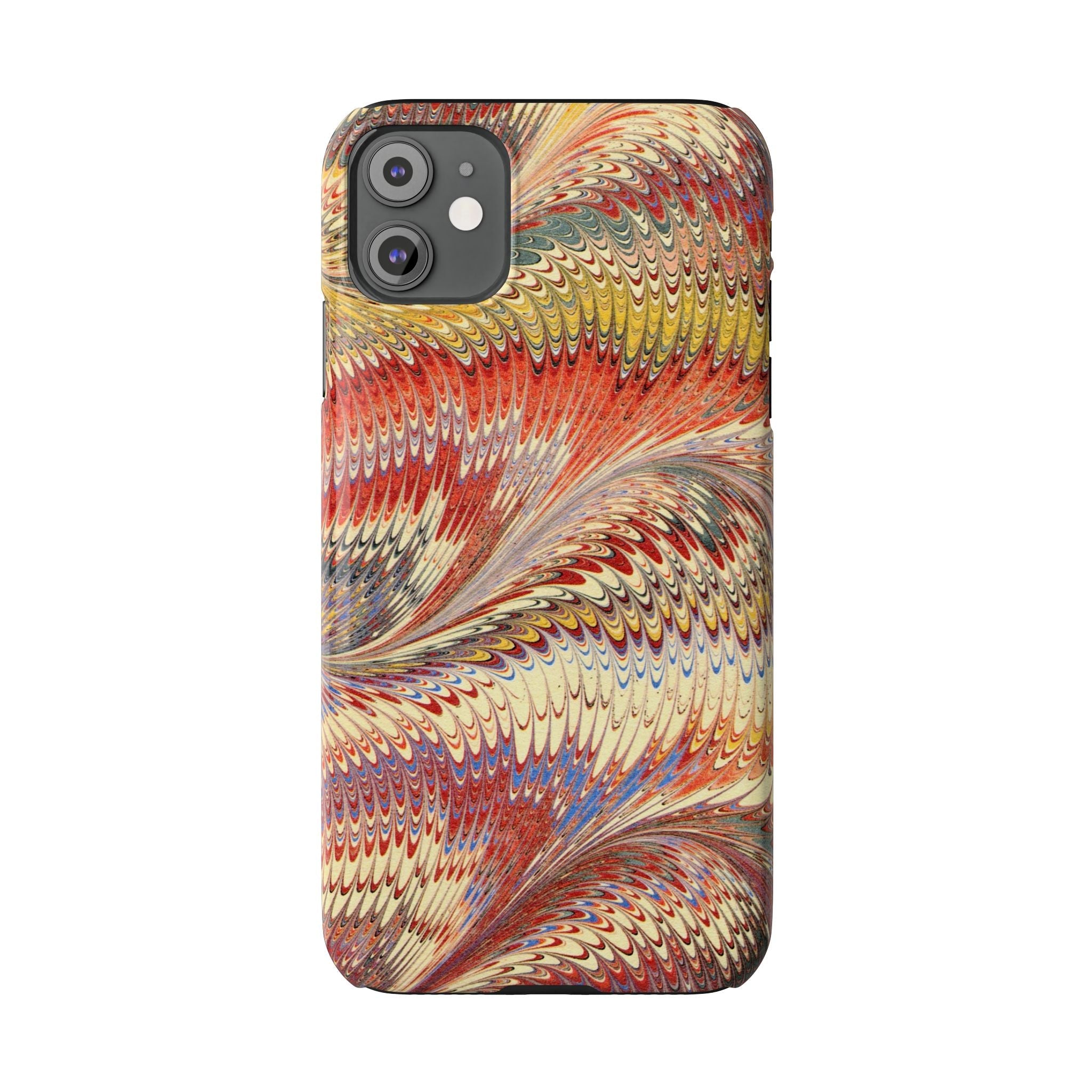Marbled Design, Italy Feather Phone Case, Multi-Color, iPHONE16 Phone Cases and all sizes