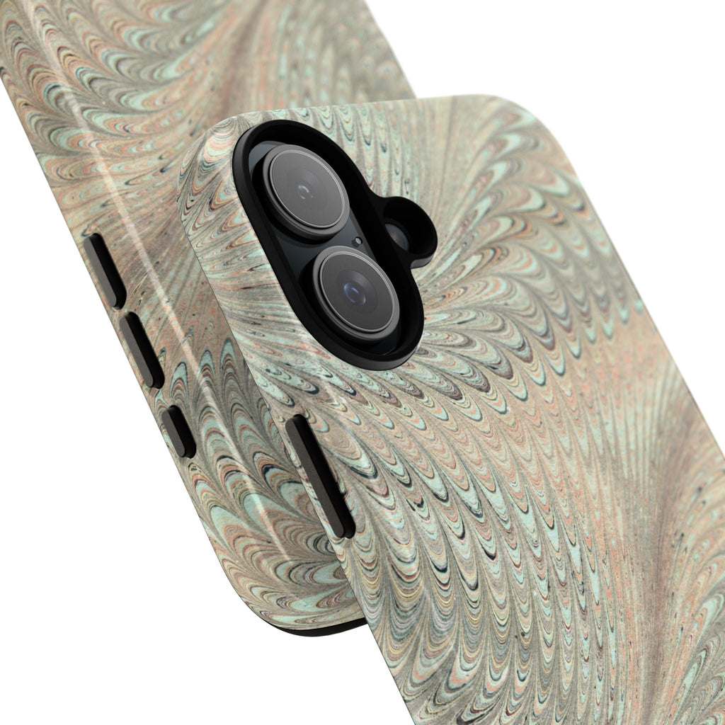 Beige and Mint Marbled Tough Phone Case, Multi-Color Dual Case