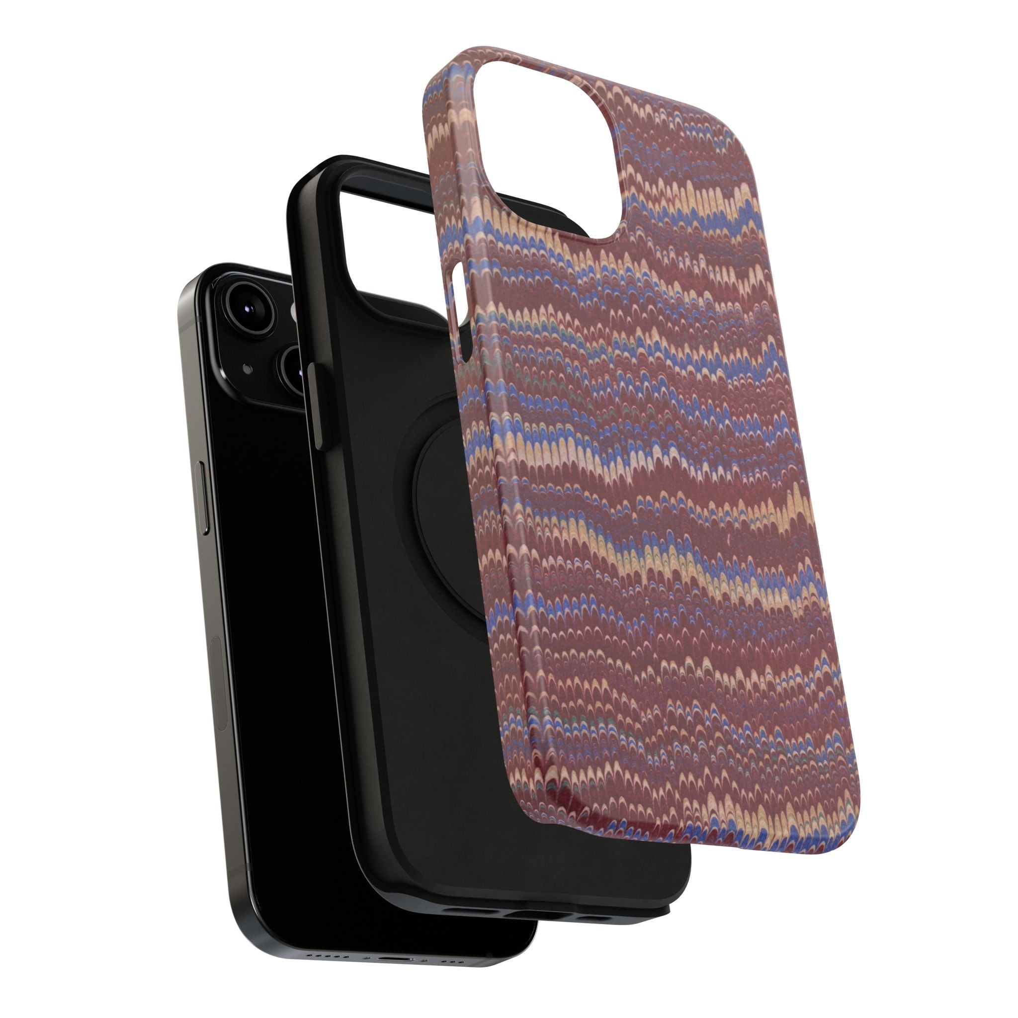 Burgundy and Blue Hues Italian Vintage Marble Design Phone Case for Apple + Samsung