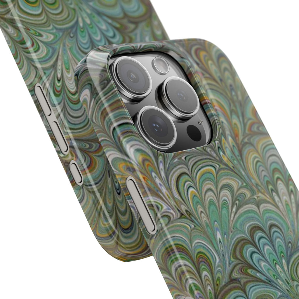 Green Feather Marbled Swirl Phone Case - Single Layer Slim Case