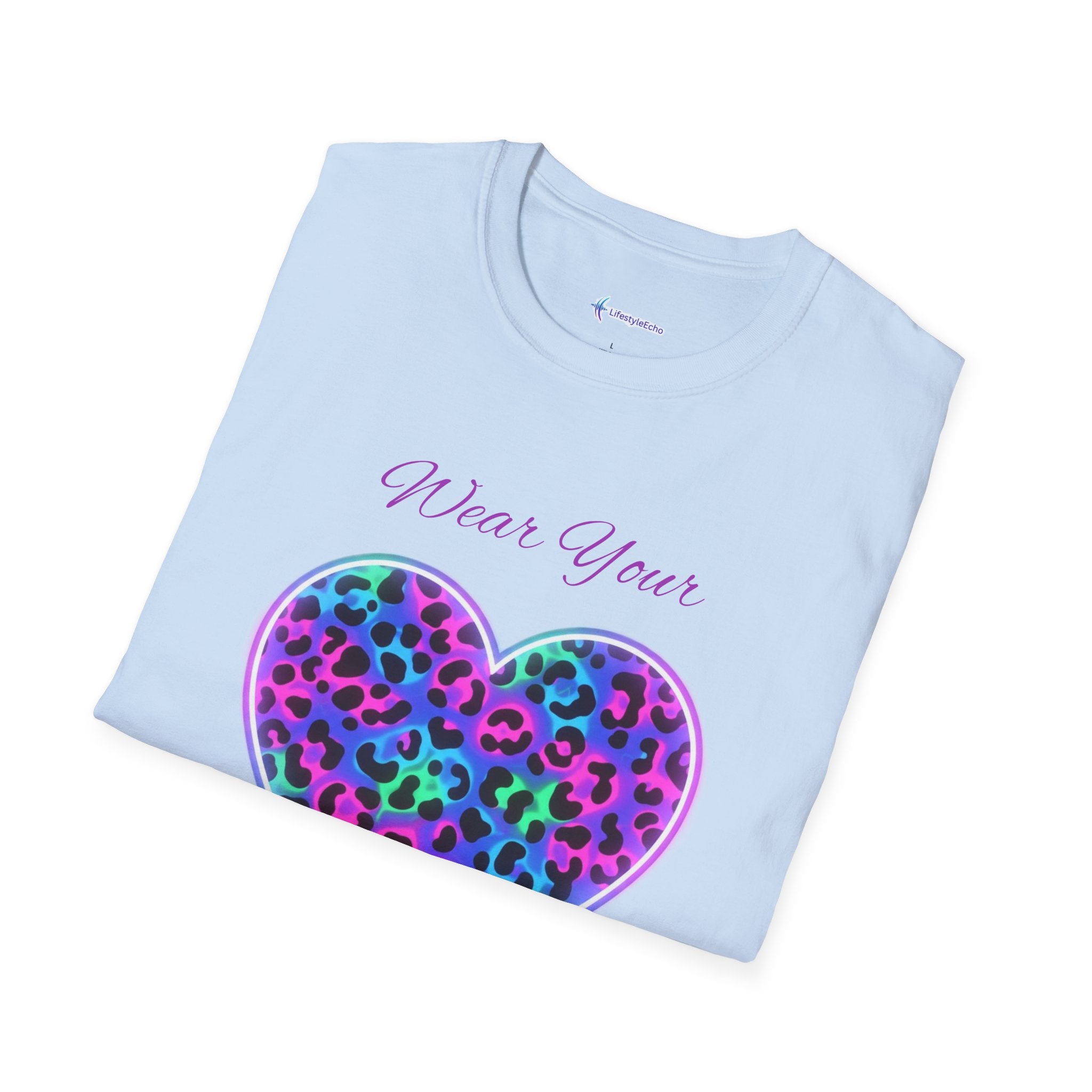 Heart Leopard Print T-Shirt - Wear Your Imagination - Colorful Animal Print Tee