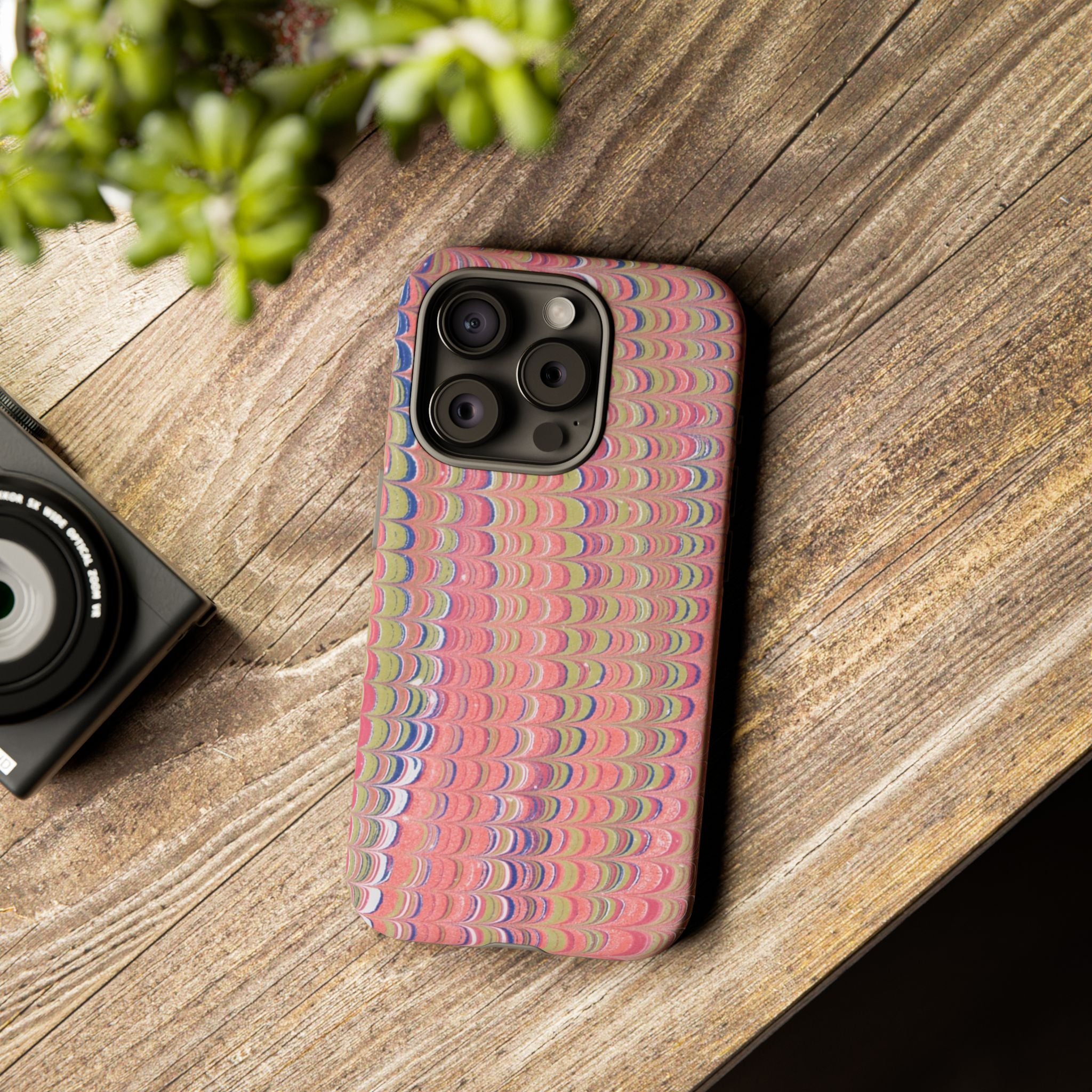 Pink Pastels Feather Marbled Vintage Design iPhone 16 + Samsung + Apple + Google - all models