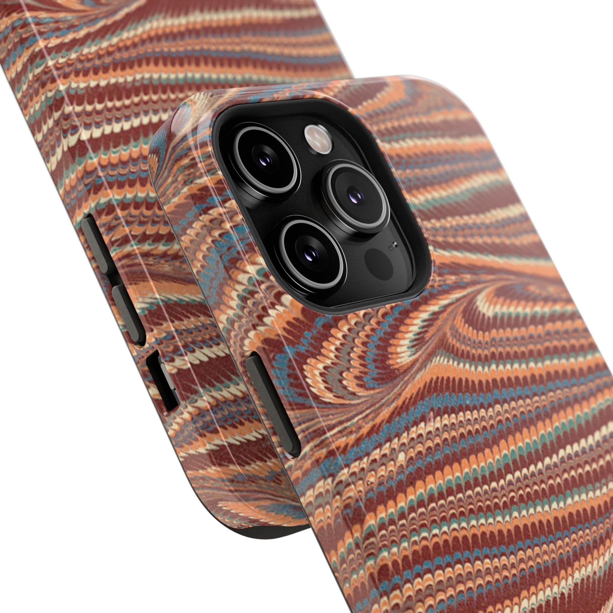 Neutrals Burgundy, Beige, Rust Hues Italian Vintage Marble Design Phone Case for Apple + Samsung