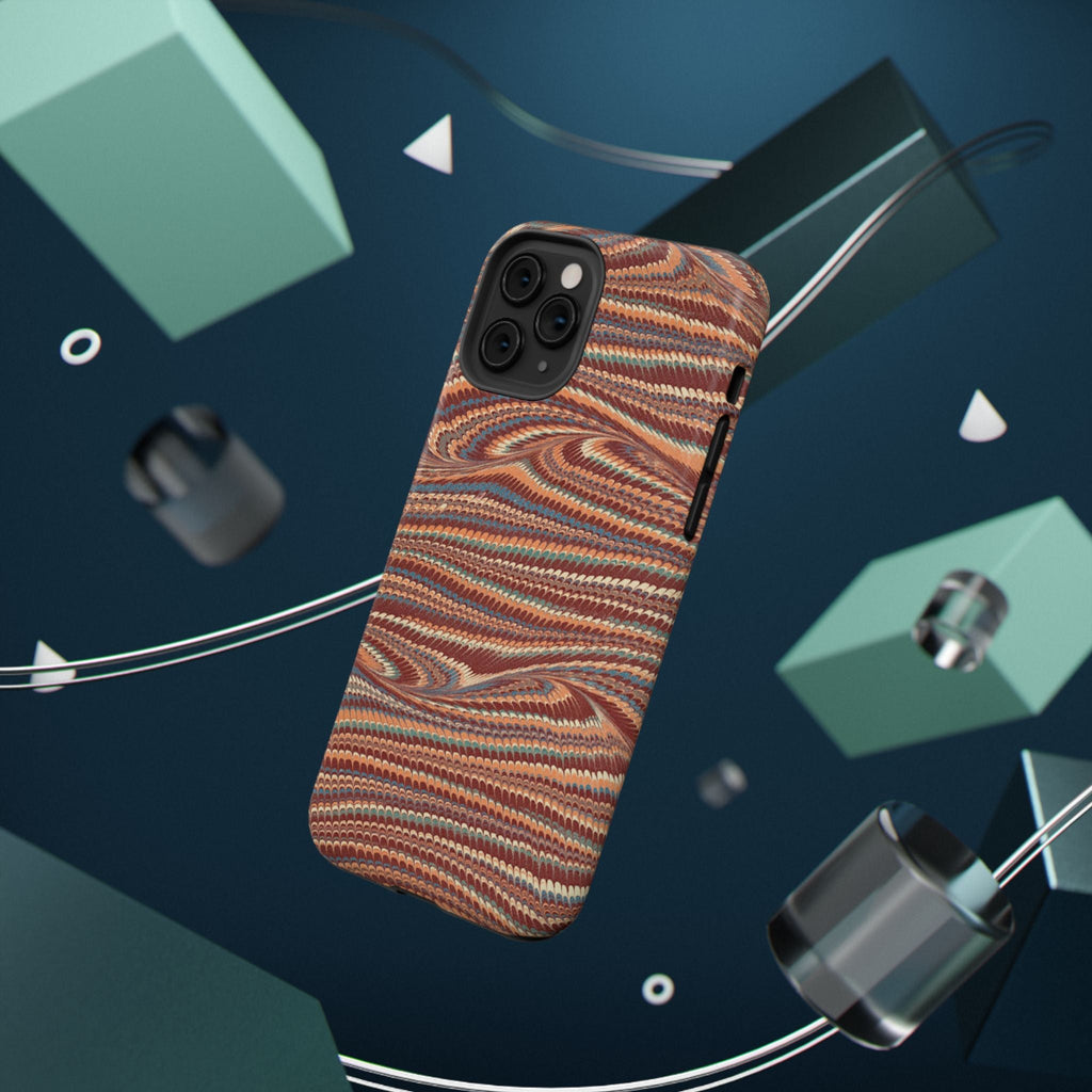 Neutrals Burgundy, Beige, Rust Hues Italian Vintage Marble Design Phone Case for Apple + Samsung
