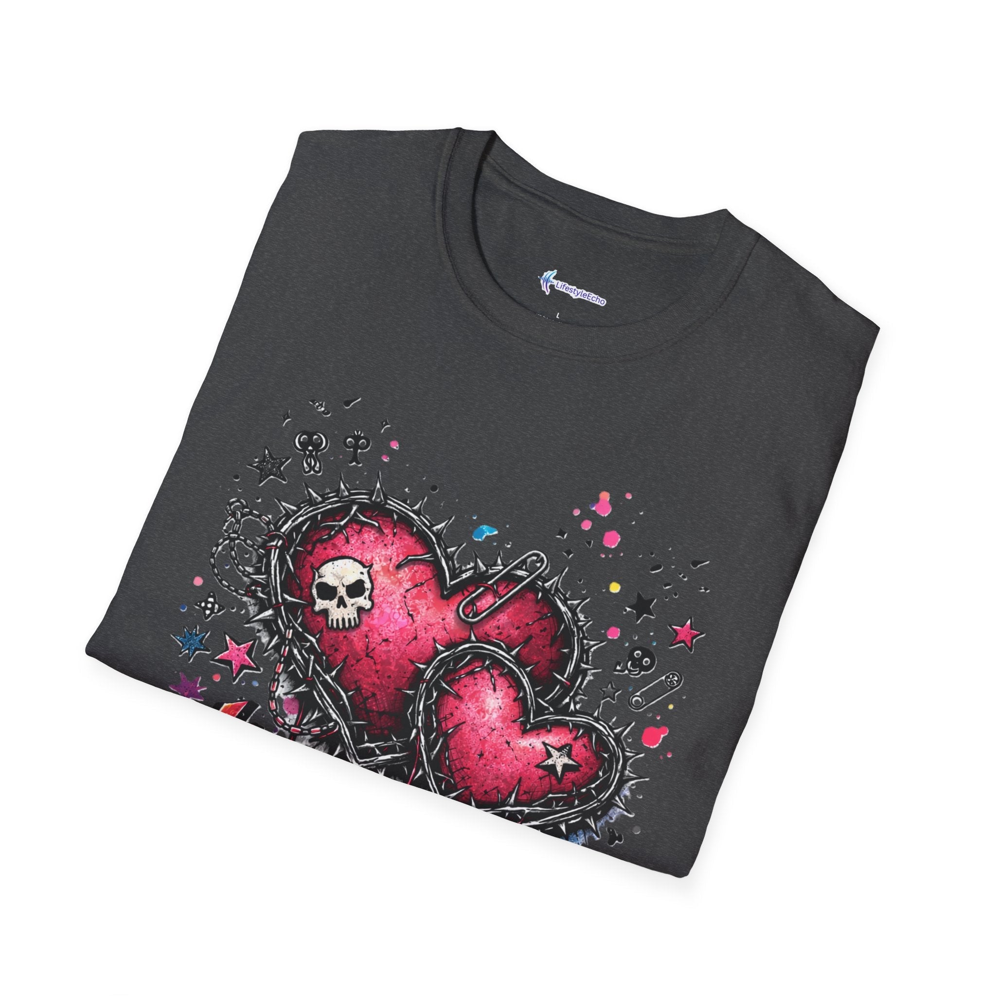 Punk Rock Valentines T-Shirt - Hearts & Skulls Graphic