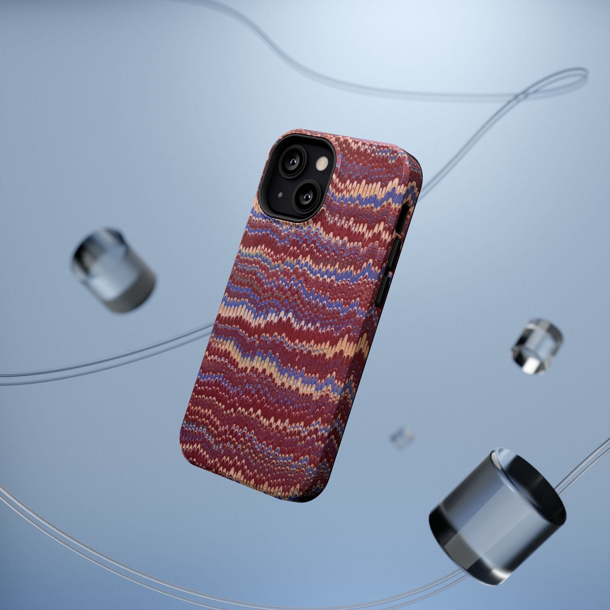Burgundy and Blue Hues Italian Vintage Marble Design Phone Case for Apple + Samsung