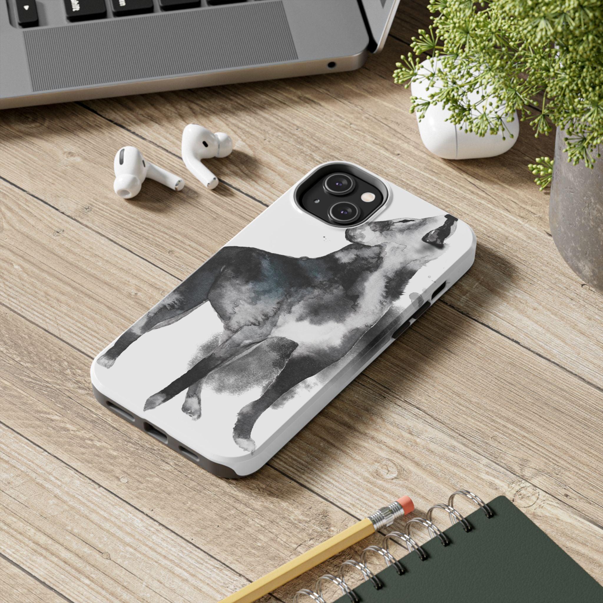 Black and White Dog Printed Tough Phone Cases