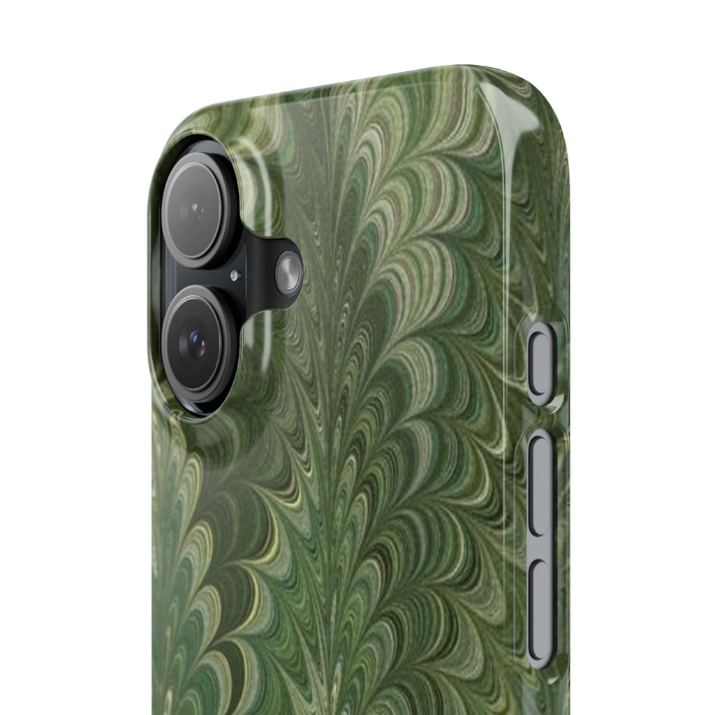 Deep Green Cheveron Marbled Phone Case - Single Layer Slim Case