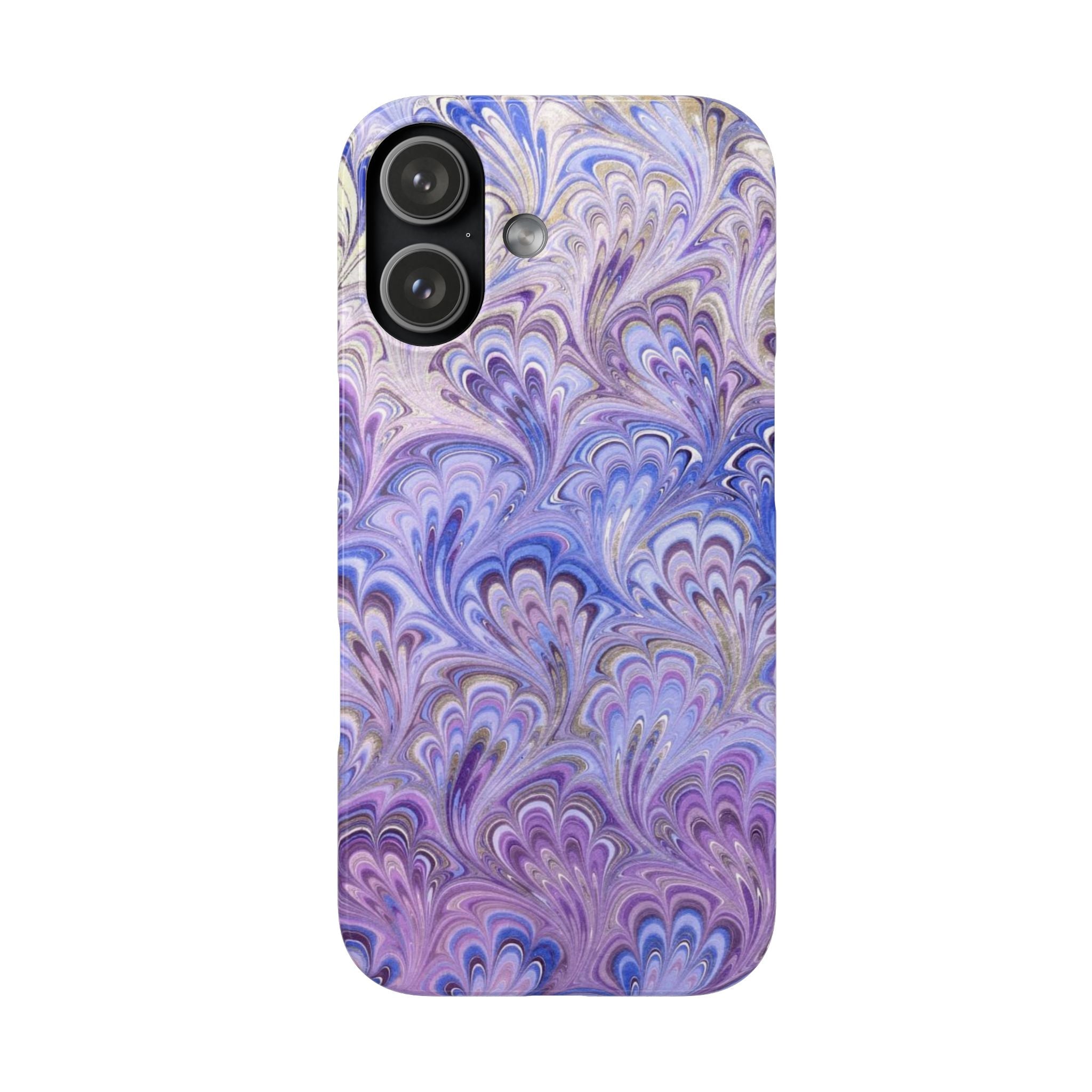 Marbled Feather Lavender + Purple Swirl - Single Layer Slim Phone Case