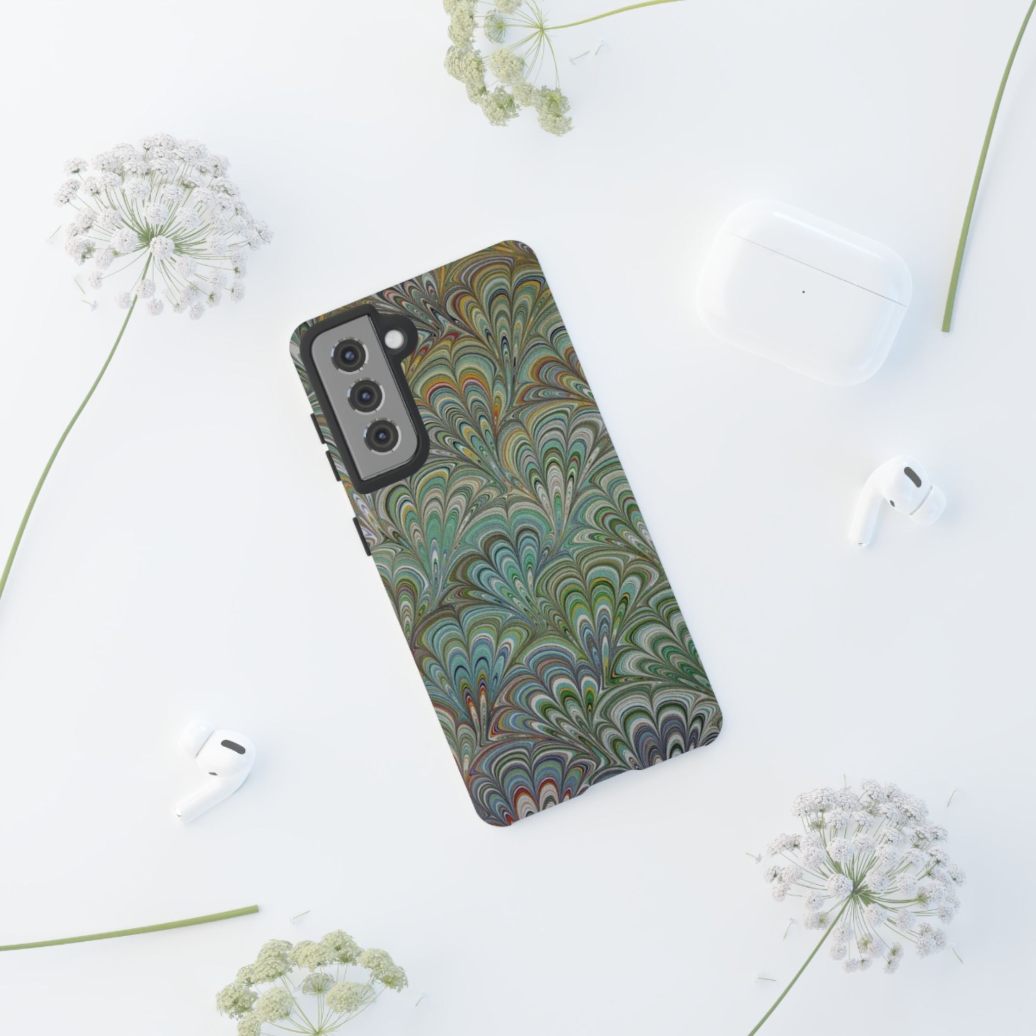 Green Peacock Marbled Phone Case — "Tough Cases" Ultra-Tough Protective Cover