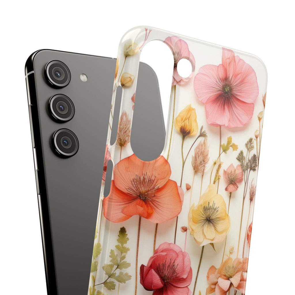 Pink Floral Pressed Flowers - Slim Case