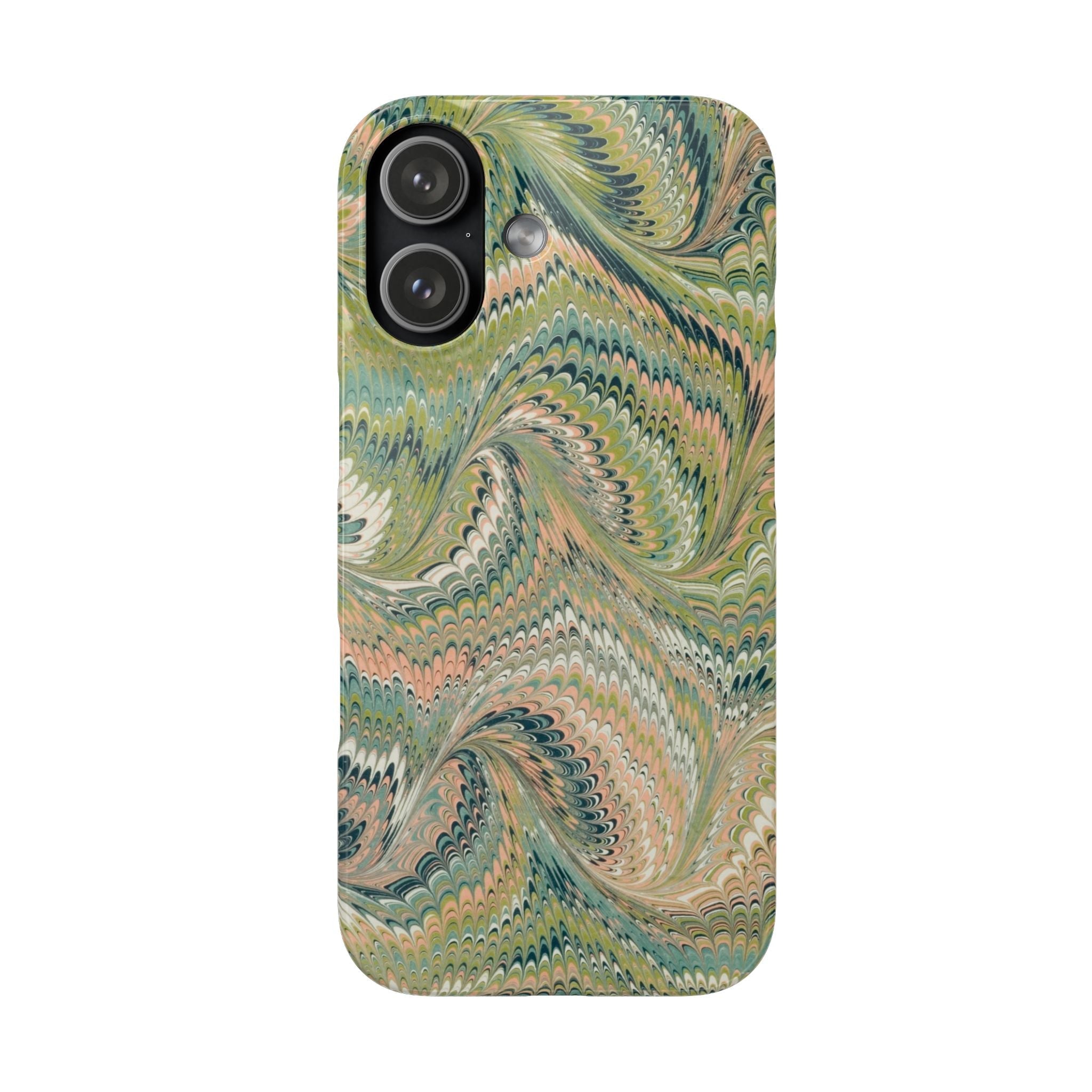 Italian Marbled Green Swirl - Single Layer Slim Phone Case