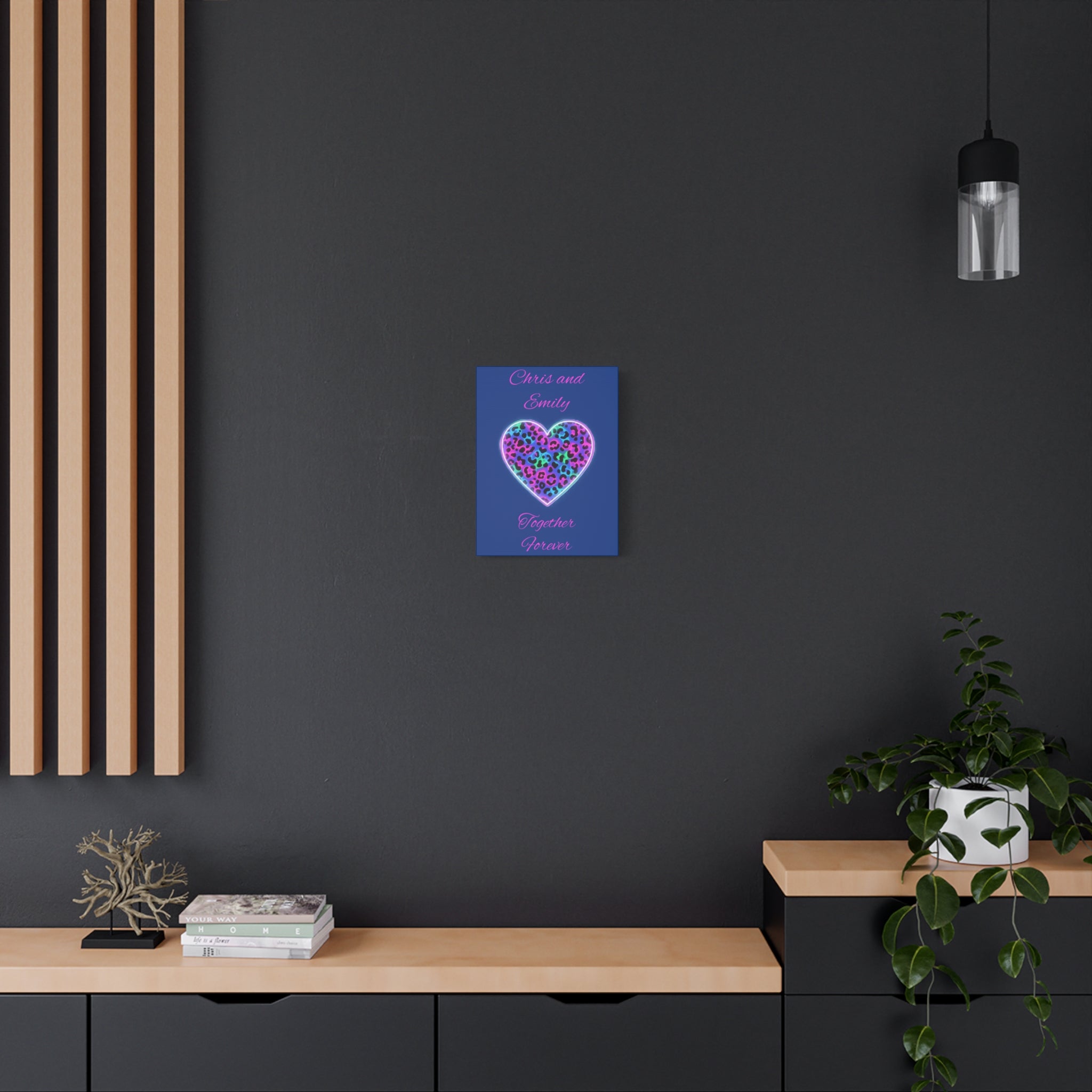 Personalized Neon Leopard Heart Canvas - Make it your own