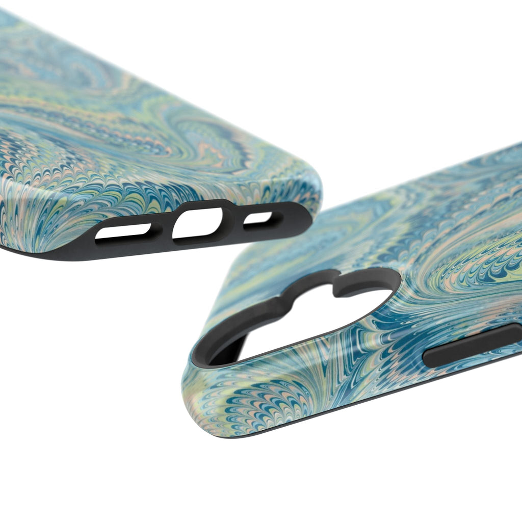 Aqua + Green Marble Phone Case - Impact-Resistant MAG SAFE - Dual Cover Design