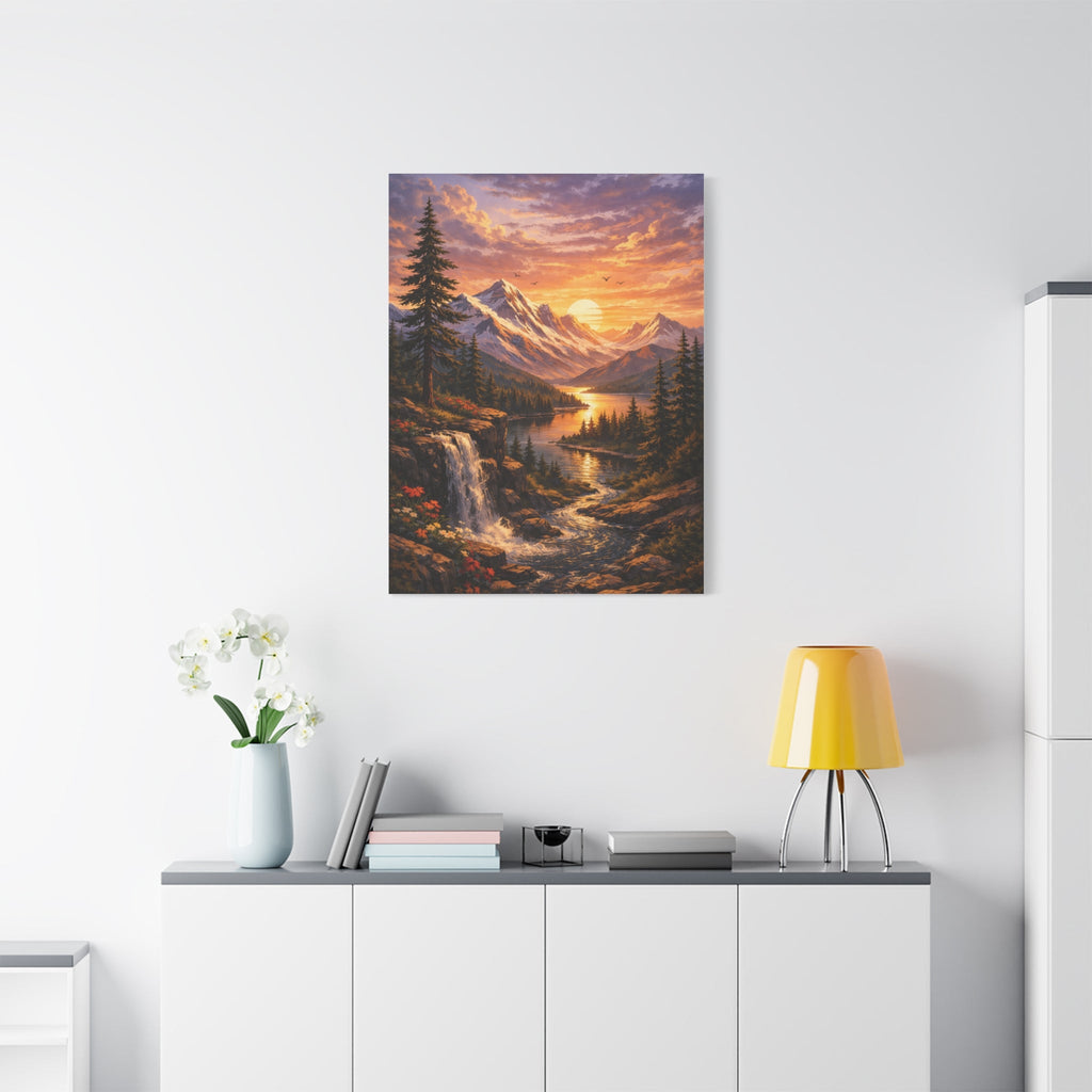 Sunset Mountain Landscape Canvas Print — Stretched Matte Wall Art