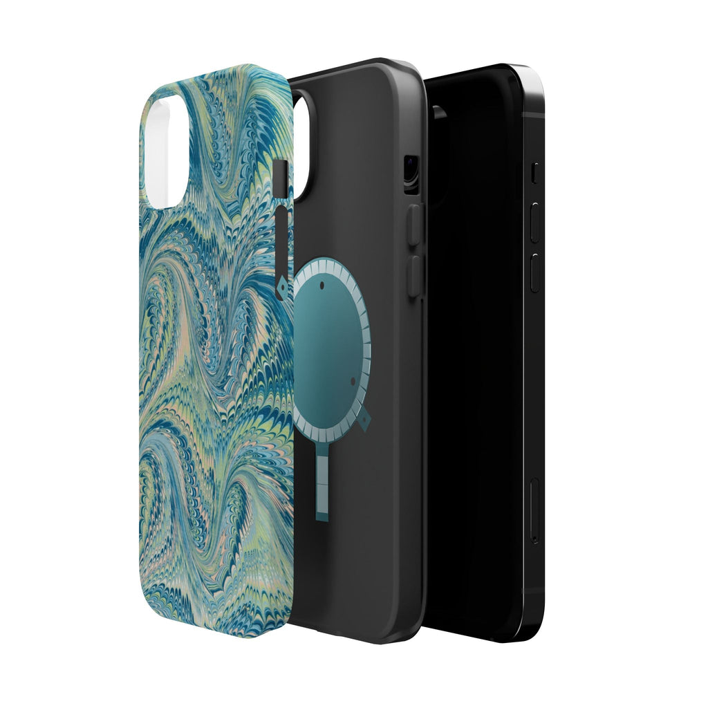Aqua + Green Marble Phone Case - Impact-Resistant MAG SAFE - Dual Cover Design
