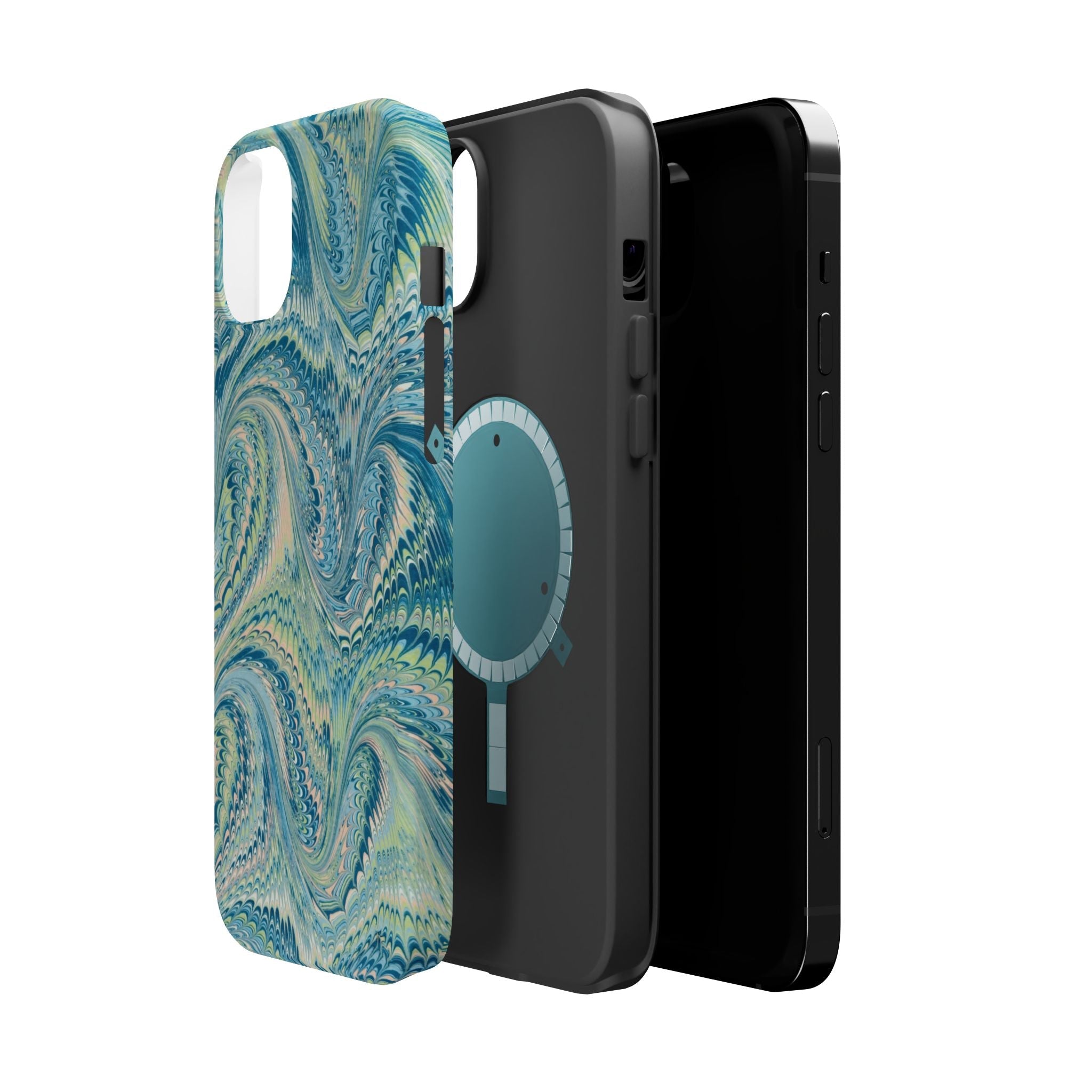 Aqua + Green Marble Phone Case - Impact-Resistant MAG SAFE - Dual Cover Design