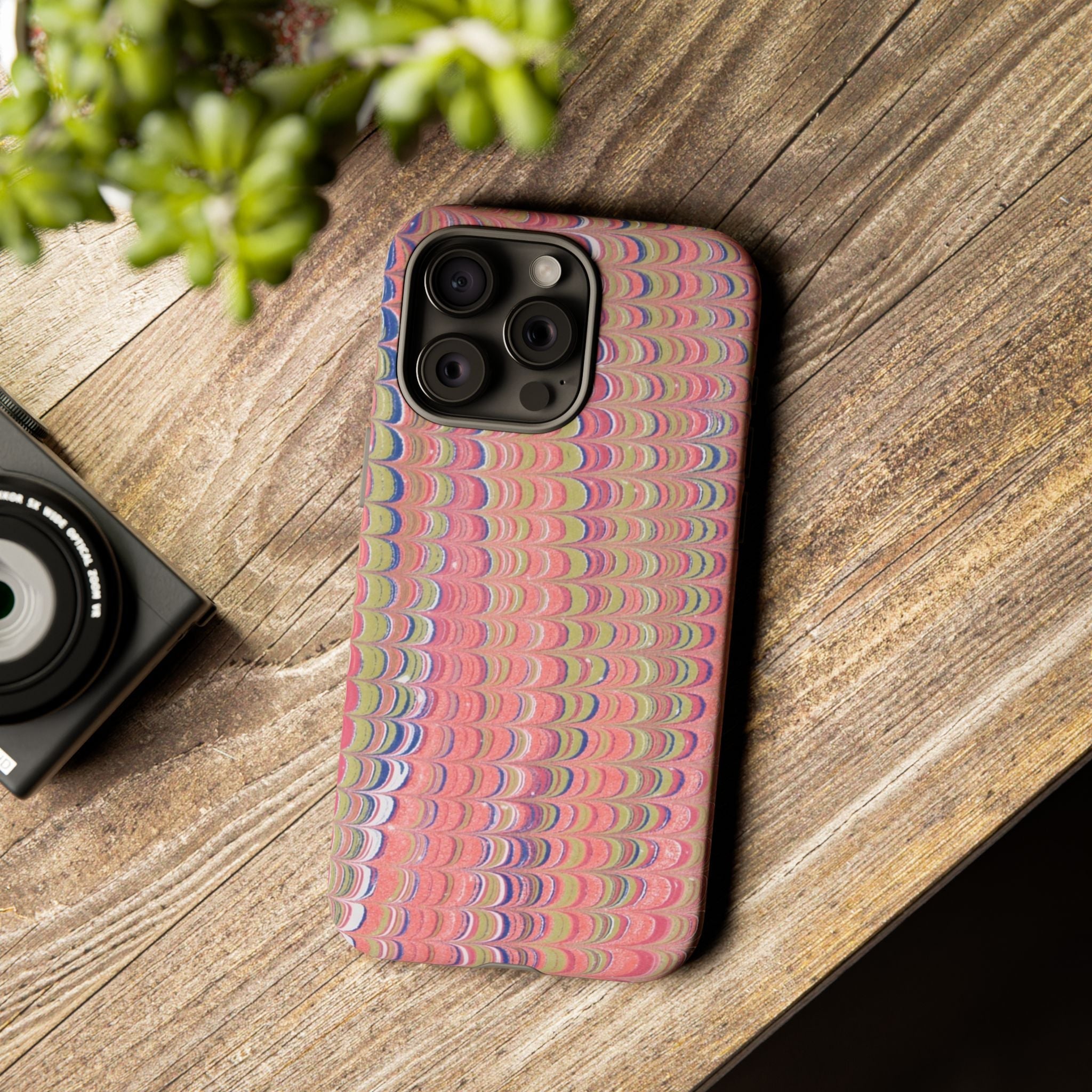 Pink Pastels Feather Marbled Vintage Design iPhone 16 + Samsung + Apple + Google - all models