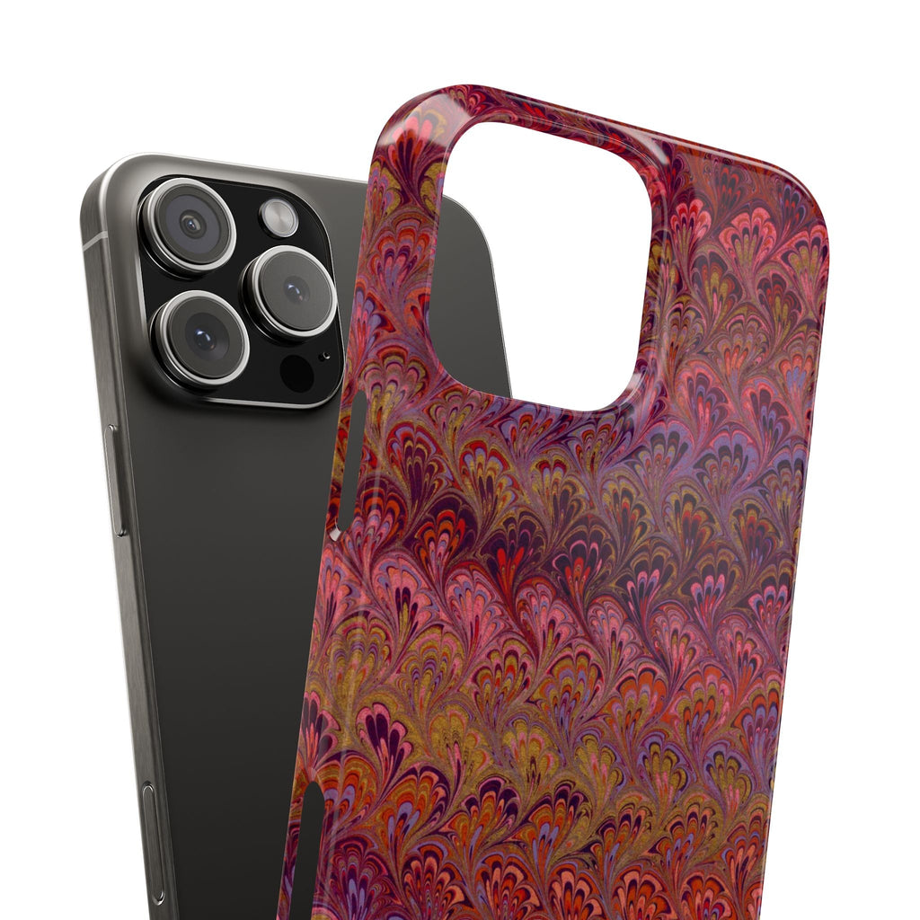 Reds, Lavenders, Marbled VIntage Design, Italian Feather Phone Case, Slim Phone Cases, IPHONE16 and all sizes