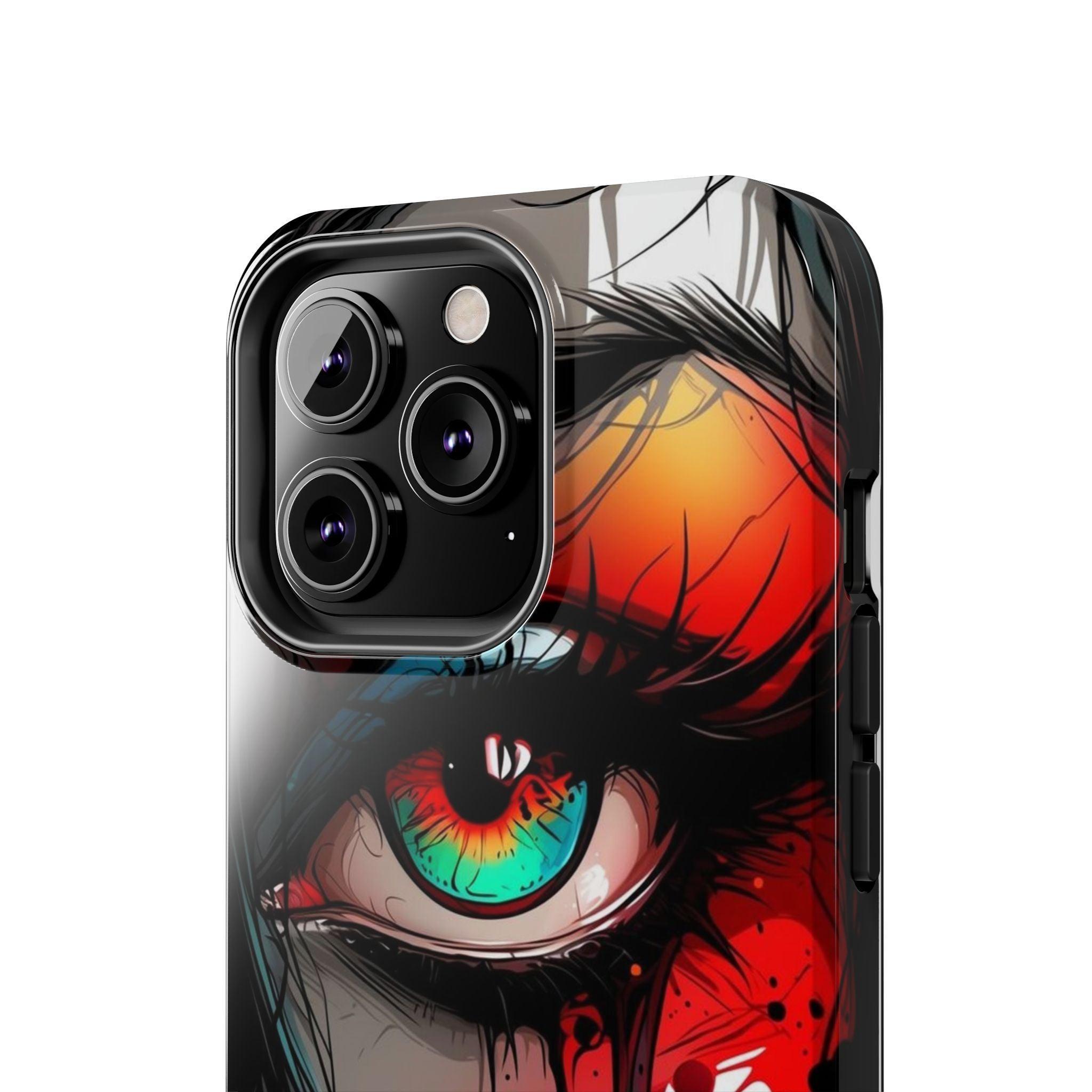 Girl Colorful Eye Painted Printed Tough Phone Case for iPhone & Samsung Galaxy - Artistic & Vibrant Design