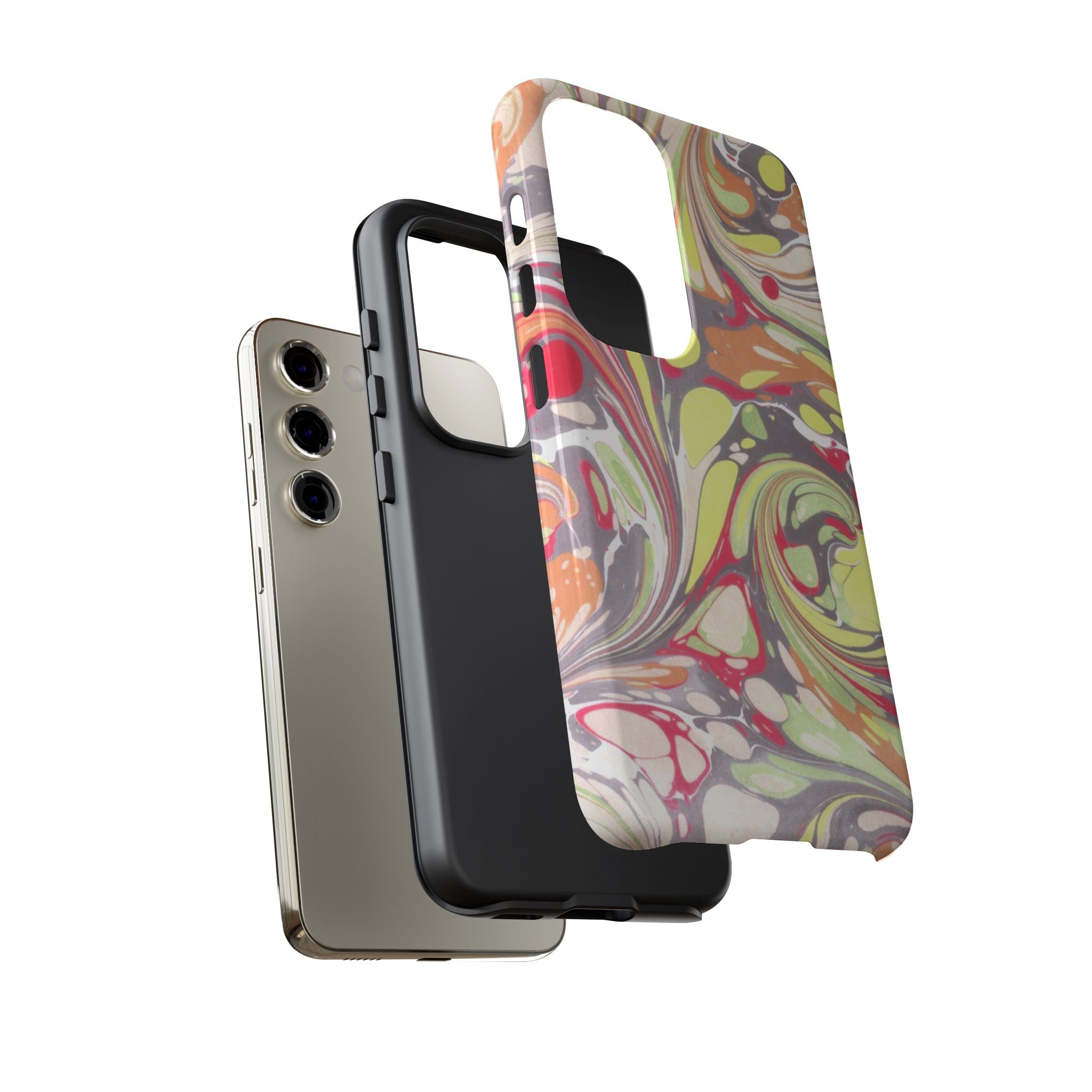Yellow and Pink Swirl Marbled Italian Phone Case - Dual Layer - Matte or Glossy