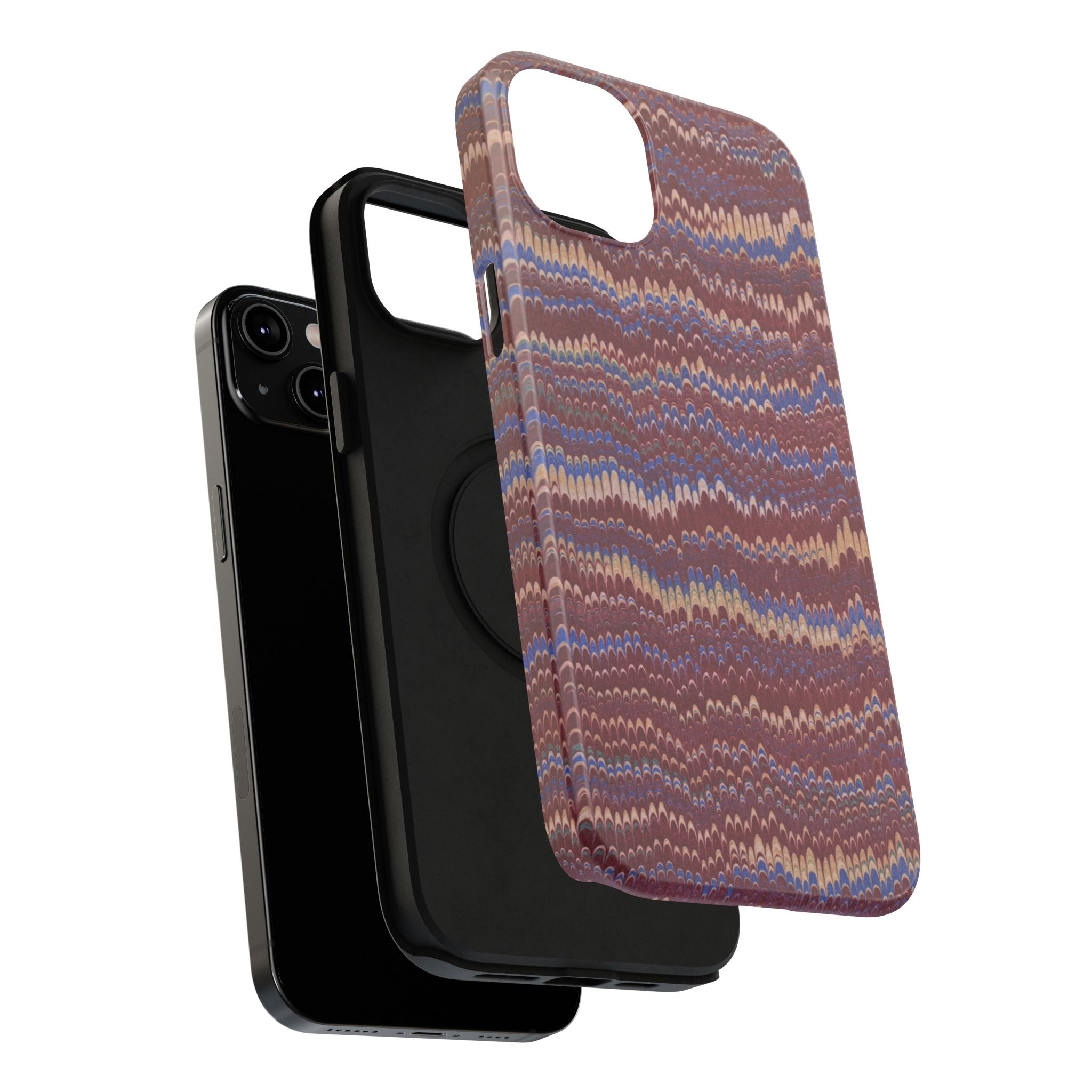 Burgundy and Blue Hues Italian Vintage Marble Design Phone Case for Apple + Samsung