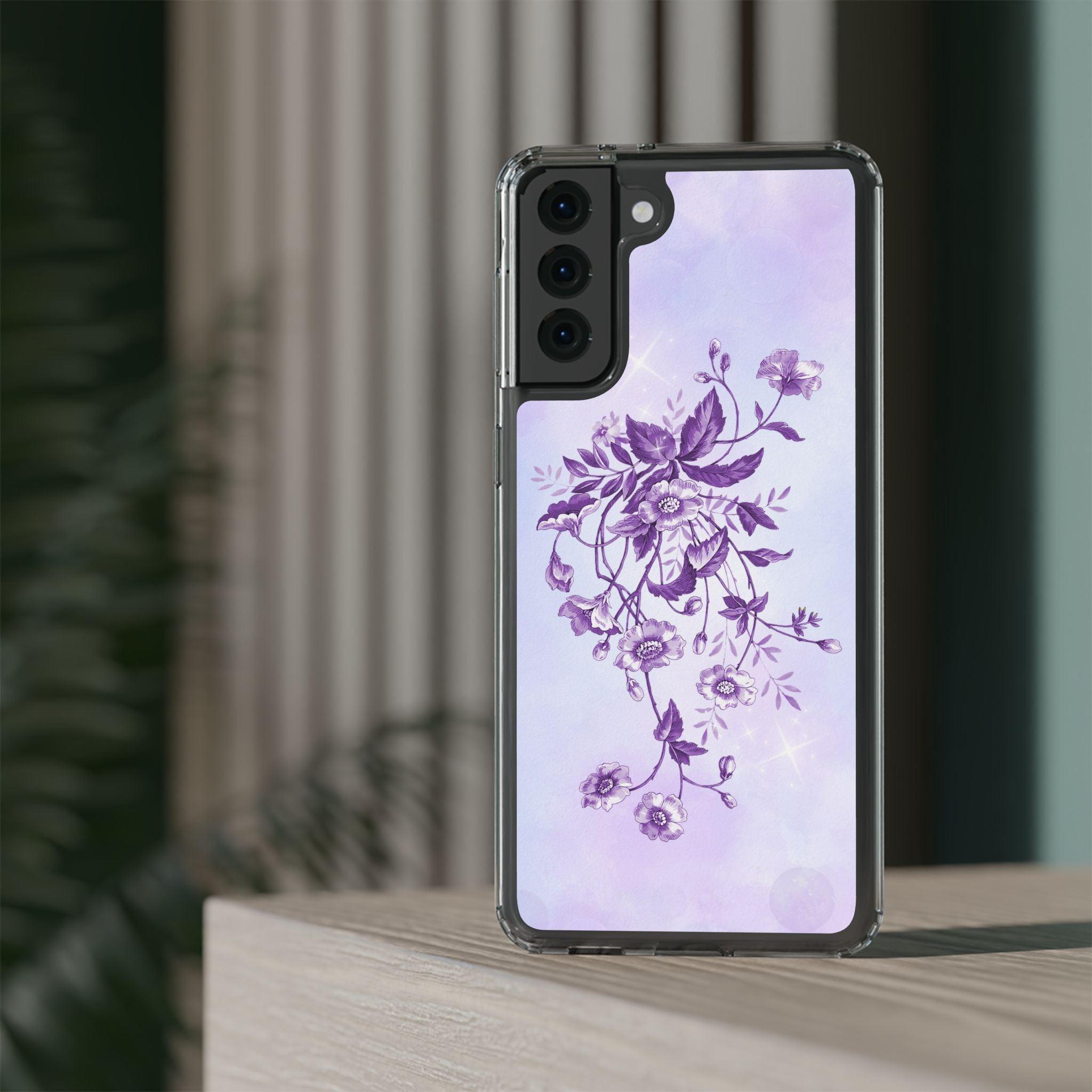 Floral design In Purple Clear Cases