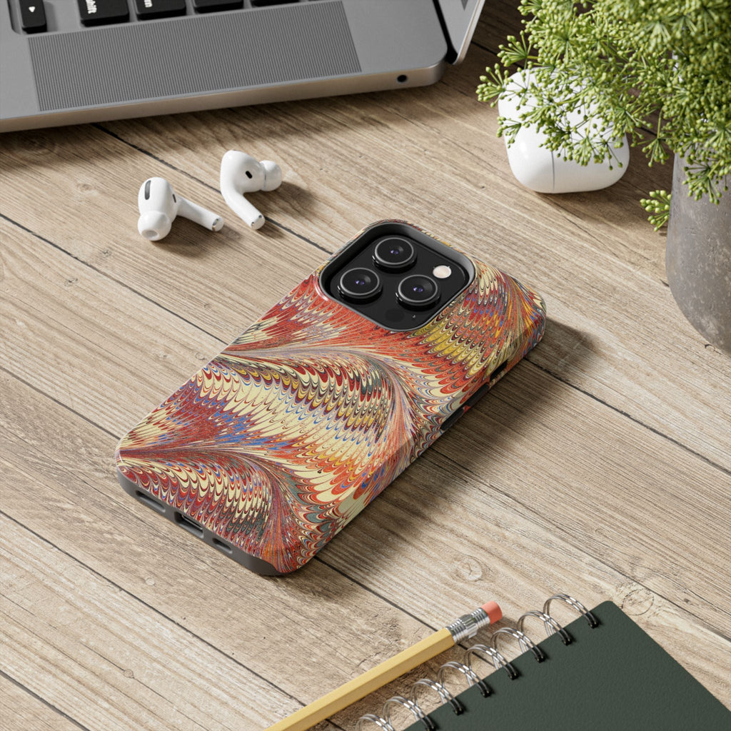 Orange, Rust and Gold Marble Italian Tough Phone Case — Durable Marbled Phone Case