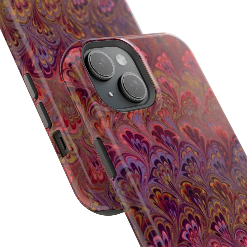 Red, Burgundy, Lavender Italian Peacock Feather Design Phone Case