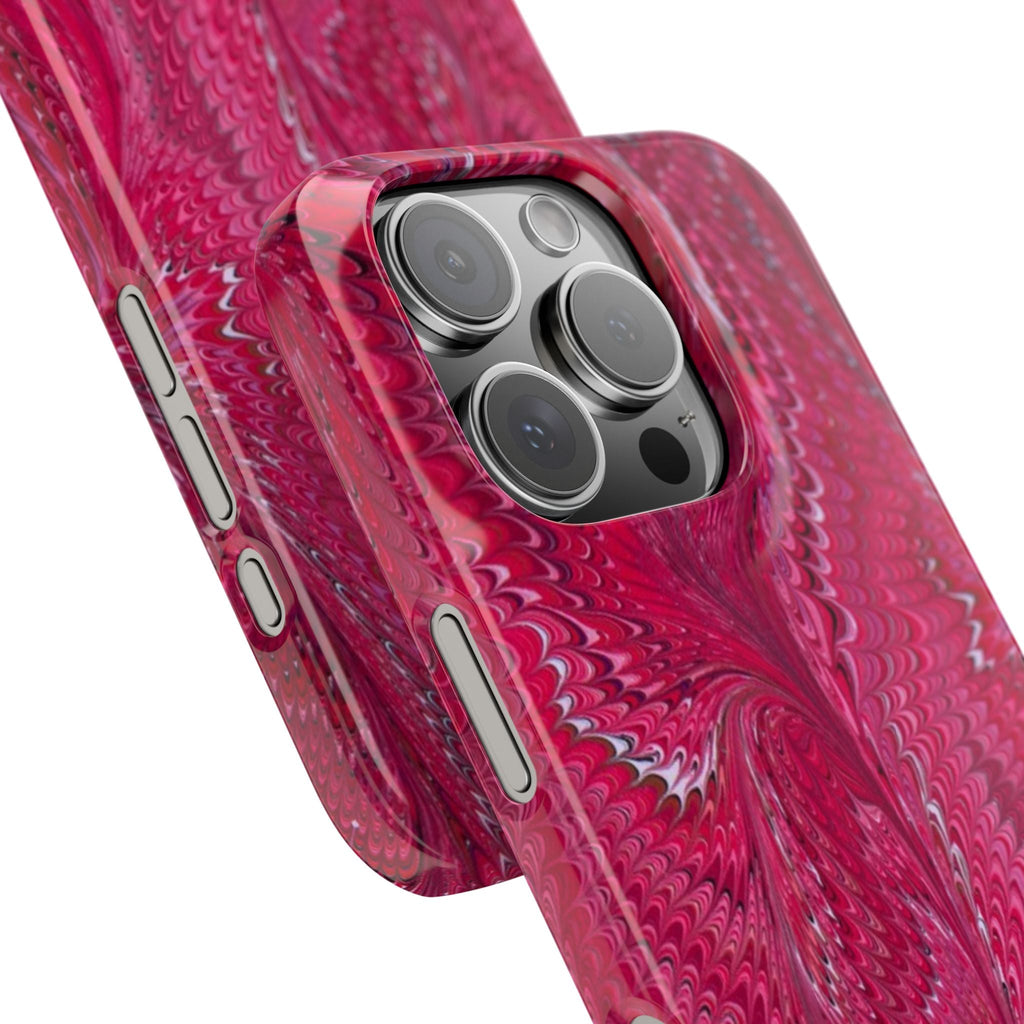 Deep Pink Marbled Swirl - Single Layer Slim Phone Case