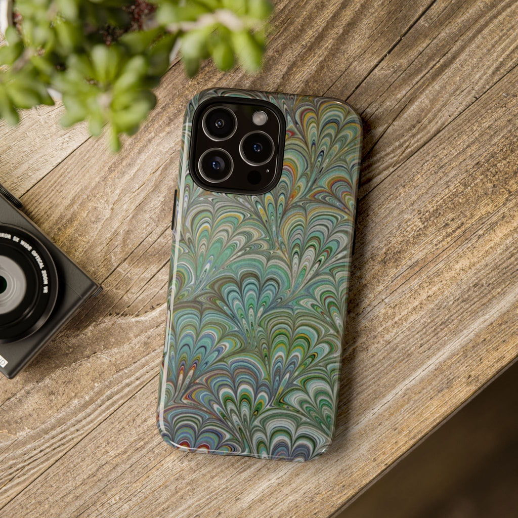 Green Peacock Marbled Phone Case — "Tough Cases" Ultra-Tough Protective Cover