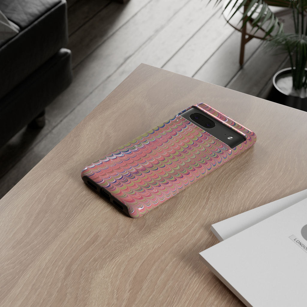 Pink Pastels Feather Marbled Vintage Design iPhone 16 + Samsung + Apple + Google - all models