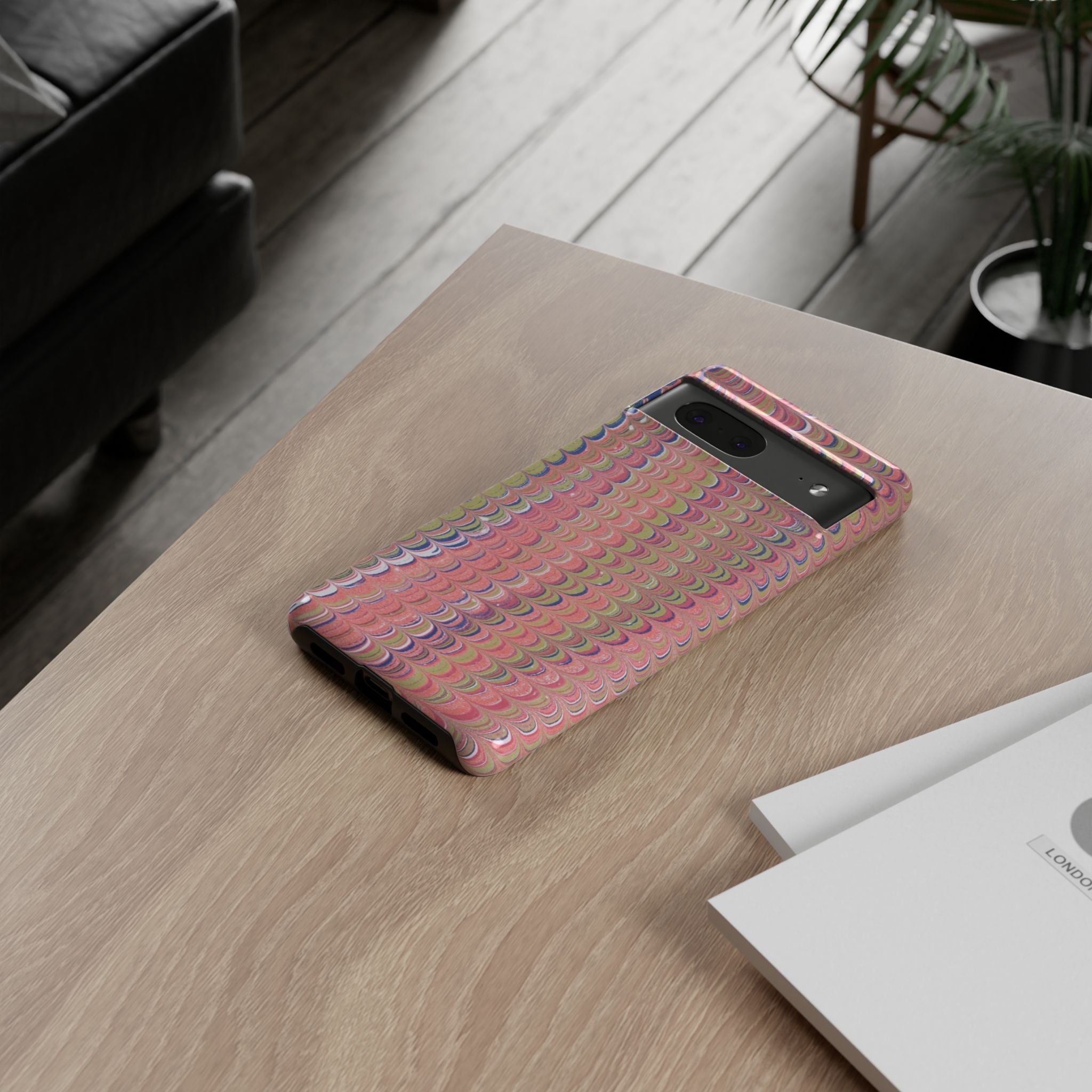 Pink Pastels Feather Marbled Vintage Design iPhone 16 + Samsung + Apple + Google - all models