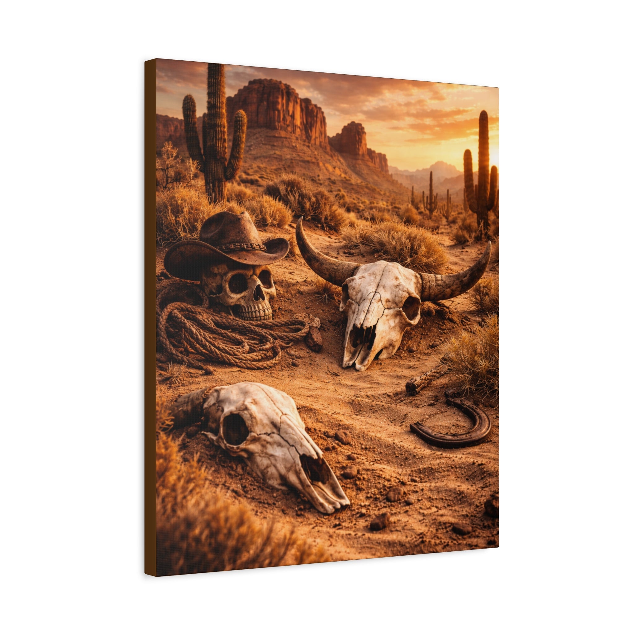 Desert Skull Canvas Art — Western Cowboy Rodeo Wall Decor